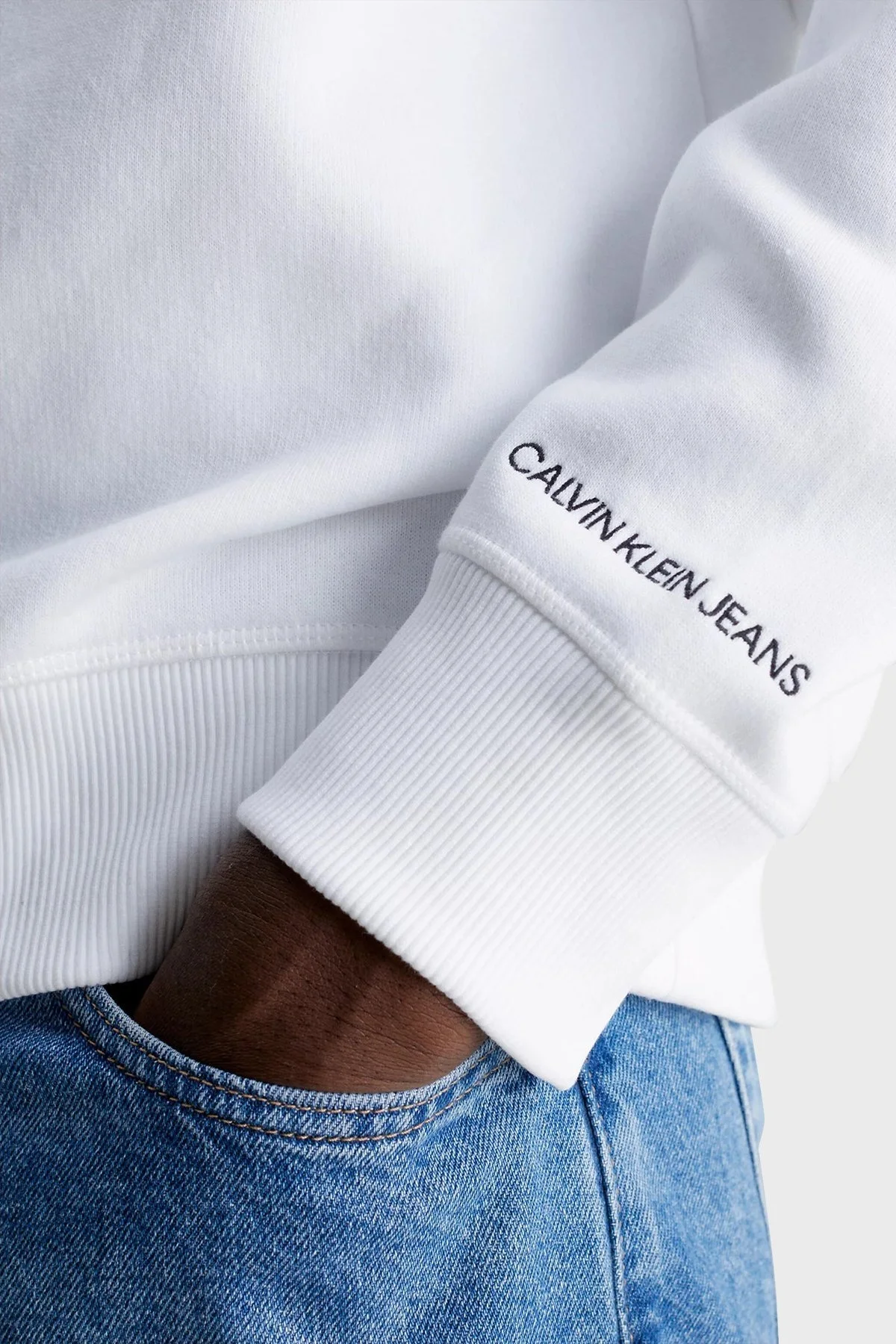 Calvin Klein Logolu Regular Fit Bisiklet Yaka Pamuklu Erkek Sweat J30J314536 YAF BEYAZ - 3