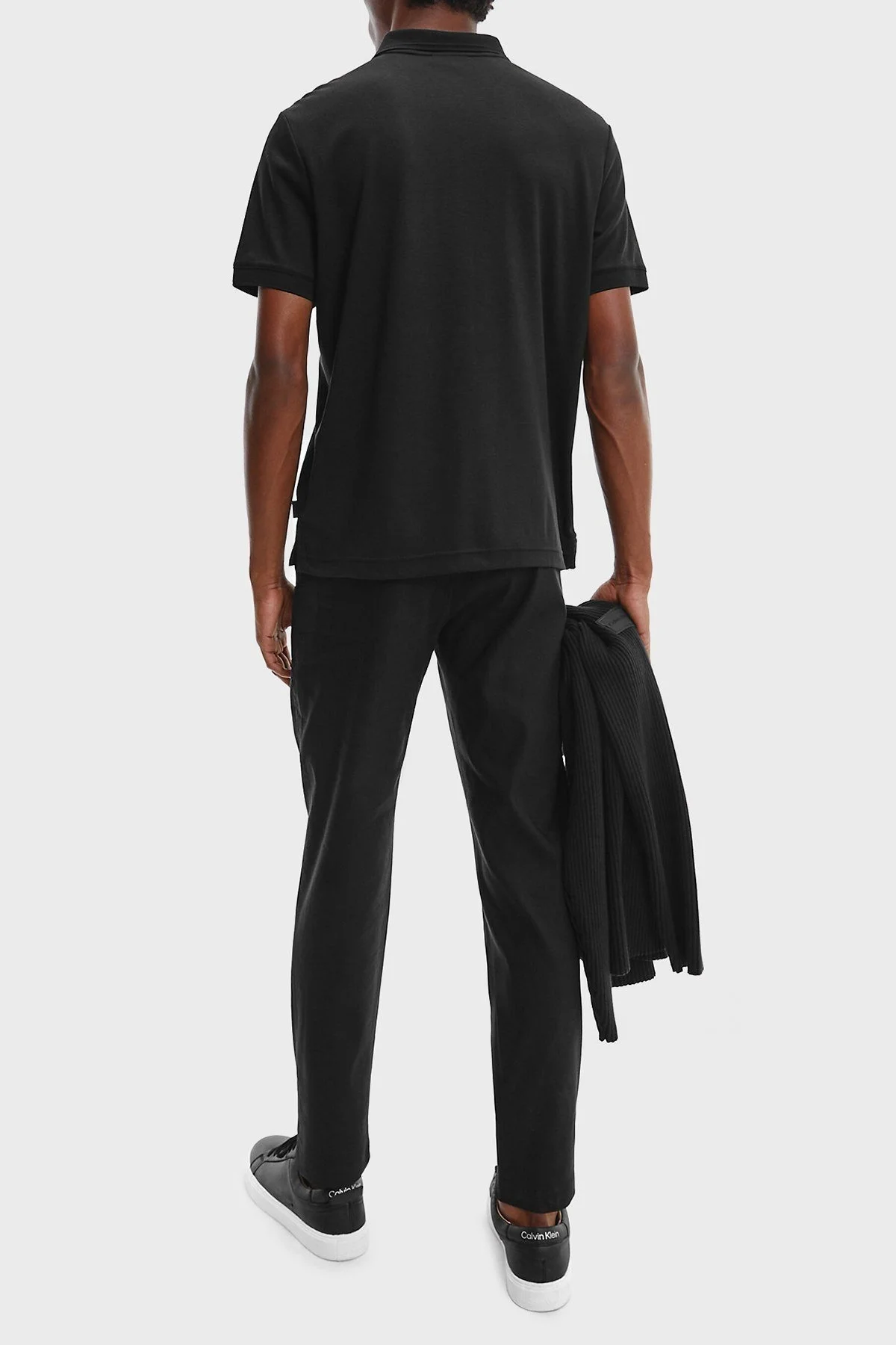 Calvin Klein Logolu Regular Fit Femuarlı Pamuklu T Shirt Erkek Polo K10K108735 BEH SİYAH - 4