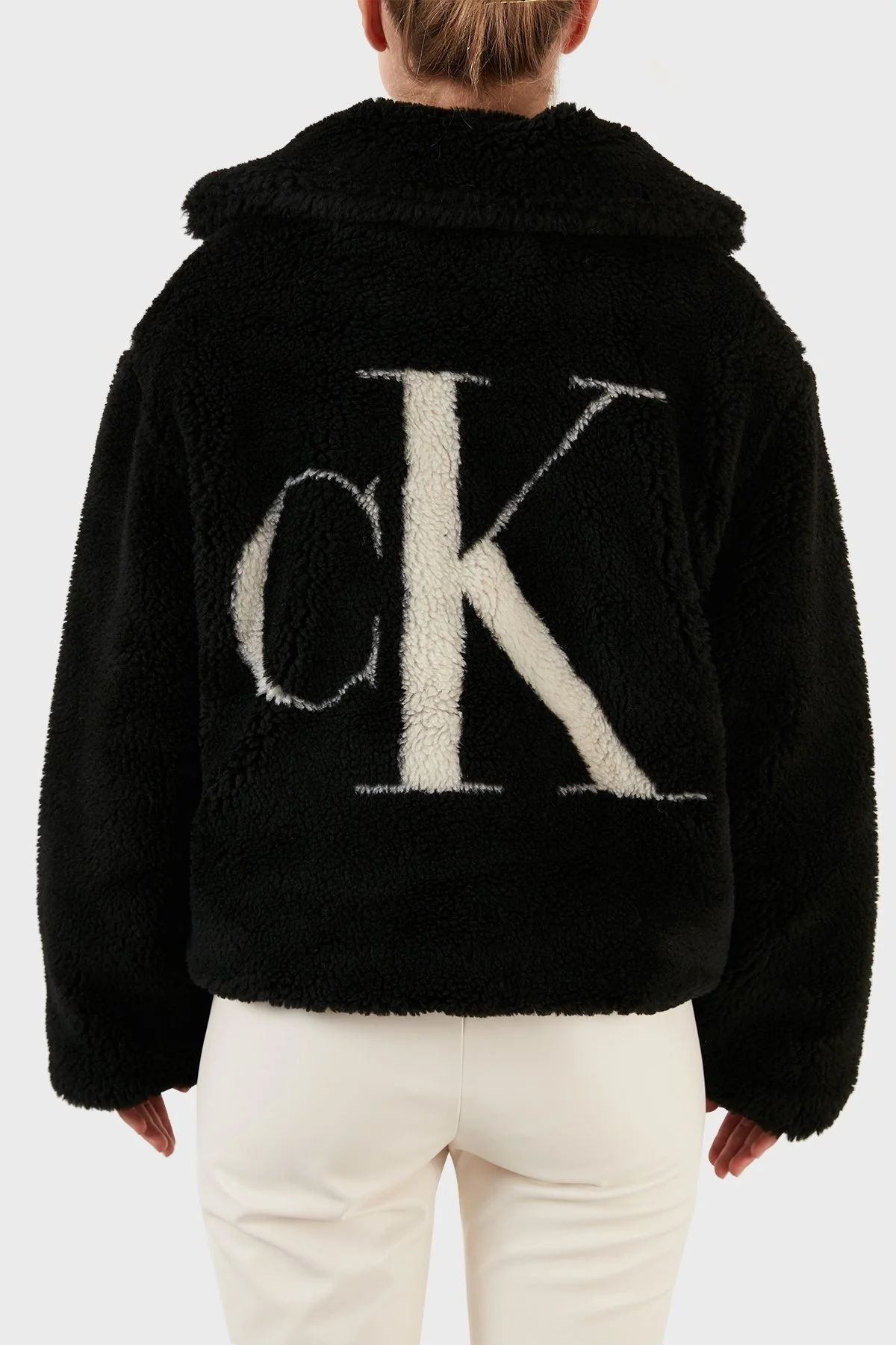 Calvin Klein Logolu Regular Fit Fermuarlı Suni Kürk Bayan Mont J20J219842 BEH SİYAH - 5