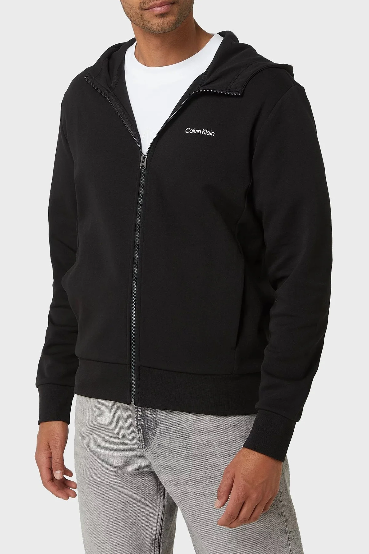 Calvin Klein Logolu Regular Fit Kapüşonlu Fermuarlı Pamuklu Erkek Sweat K10K109697 BEH SİYAH - 1