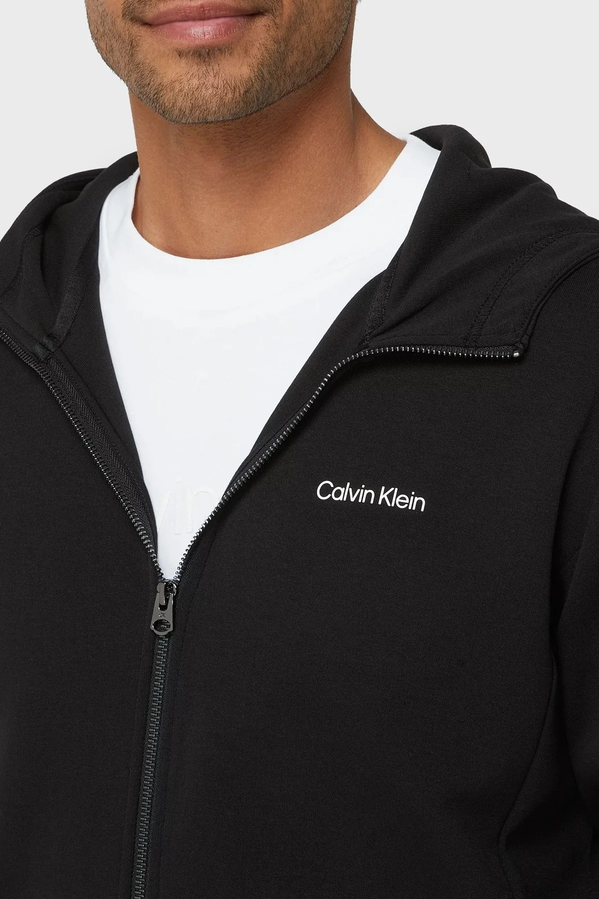 Calvin Klein Logolu Regular Fit Kapüşonlu Fermuarlı Pamuklu Erkek Sweat K10K109697 BEH SİYAH - 2
