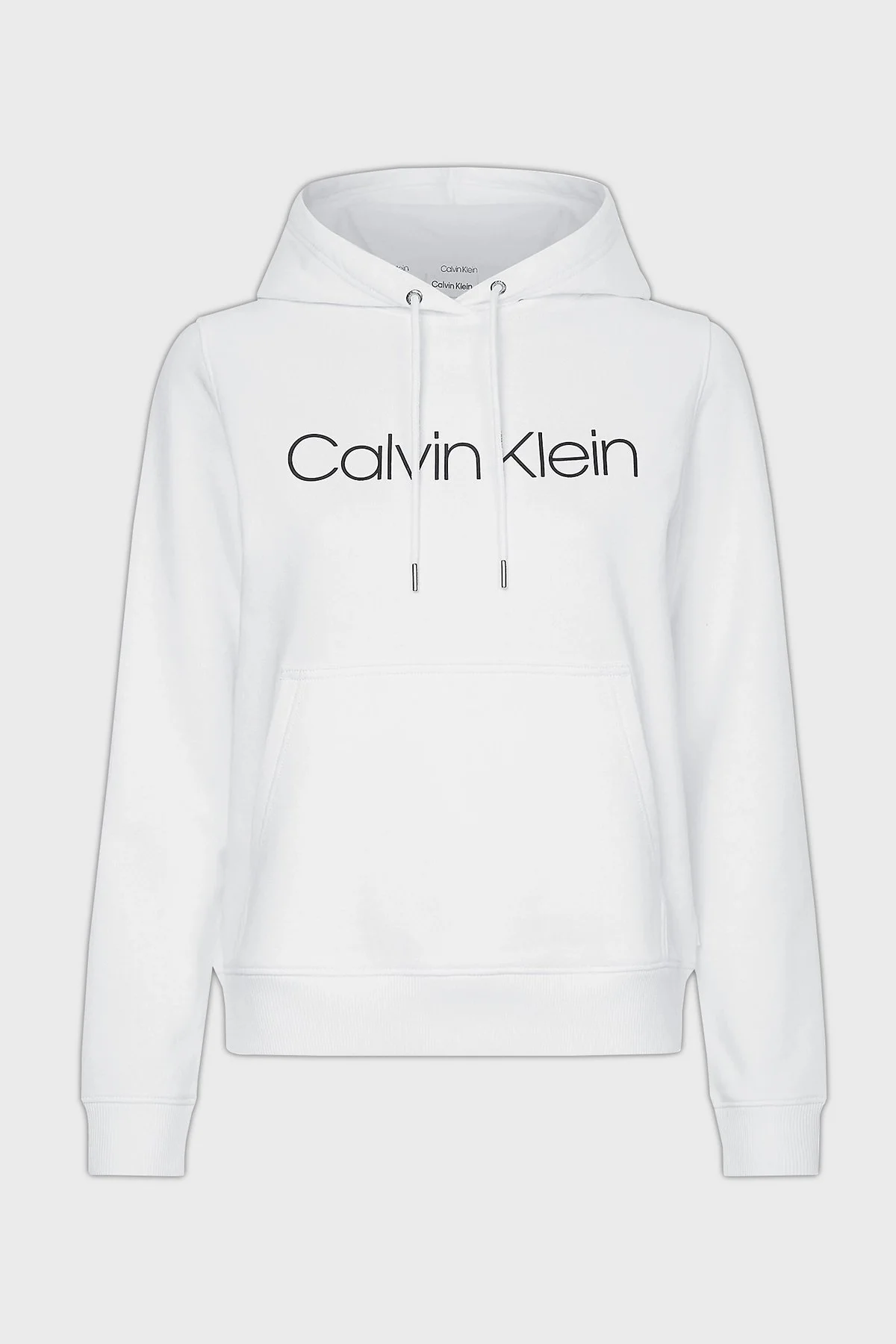 Calvin Klein Logolu Regular Fit Kapüşonlu Kanguru Cepli % 100 Pamuk Bayan Sweat K20K202687 YAF BEYAZ - 5