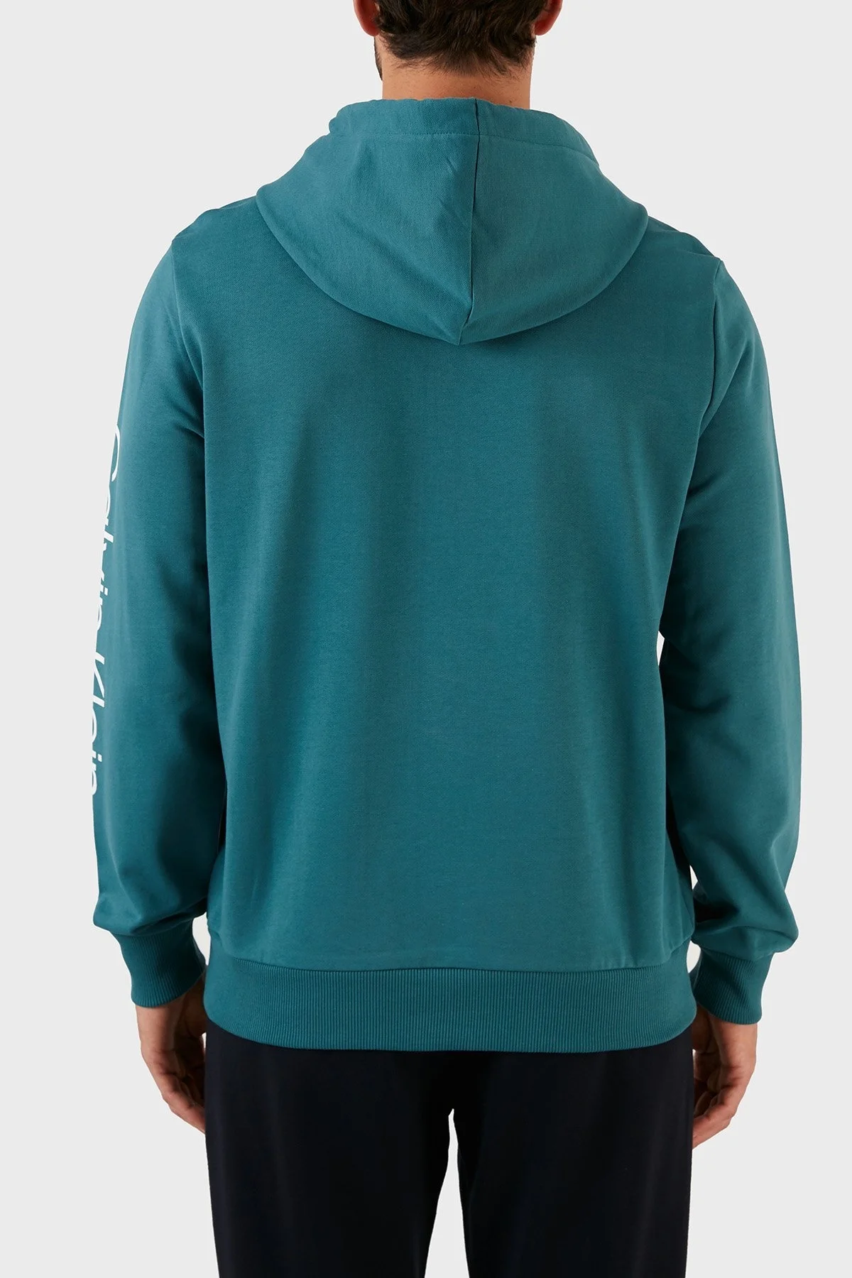 Calvin Klein Logolu Regular Fit Kapüşonlu Kanguru Cepli % 100 Pamuk Erkek Sweat K10K109696 DAZ MAVİ - 6