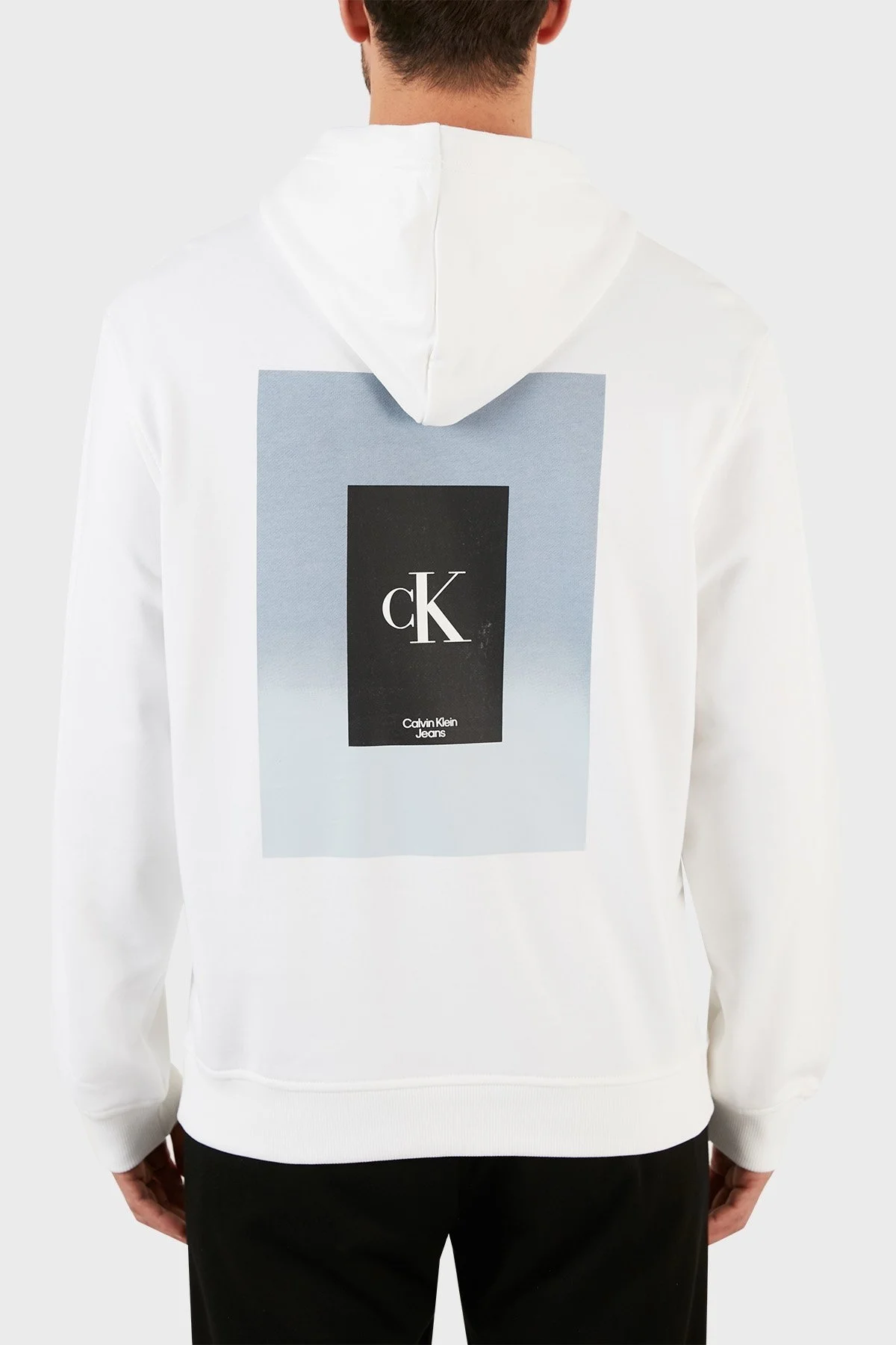Calvin Klein Logolu Regular Fit Kapüşonlu Pamuklu Erkek Sweat J30J322141 YAF BEYAZ - 2