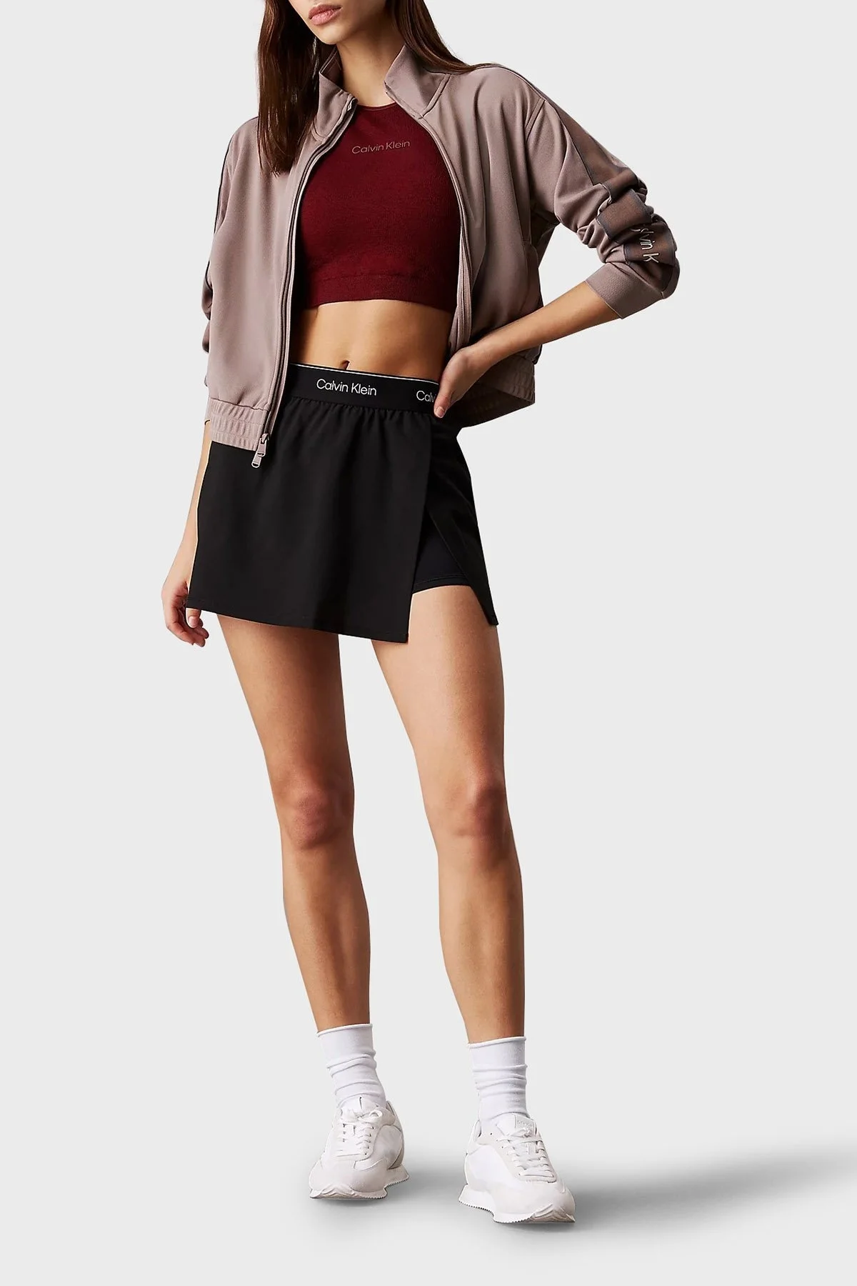 Calvin Klein Logolu Regular Fit Yüksek Bel Spor 00GWS4T901UB1 Bayan Şort Etek 00GWS4T901 UB1 SİYAH - 5