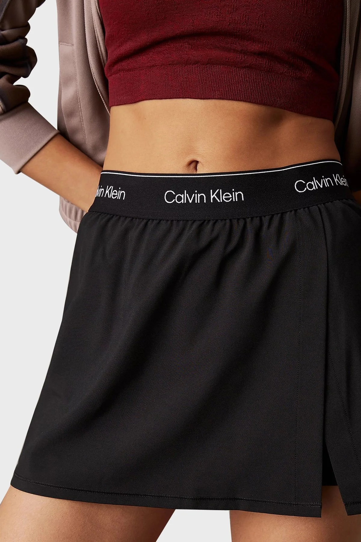 Calvin Klein Logolu Regular Fit Yüksek Bel Spor 00GWS4T901UB1 Bayan Şort Etek 00GWS4T901 UB1 SİYAH - 8