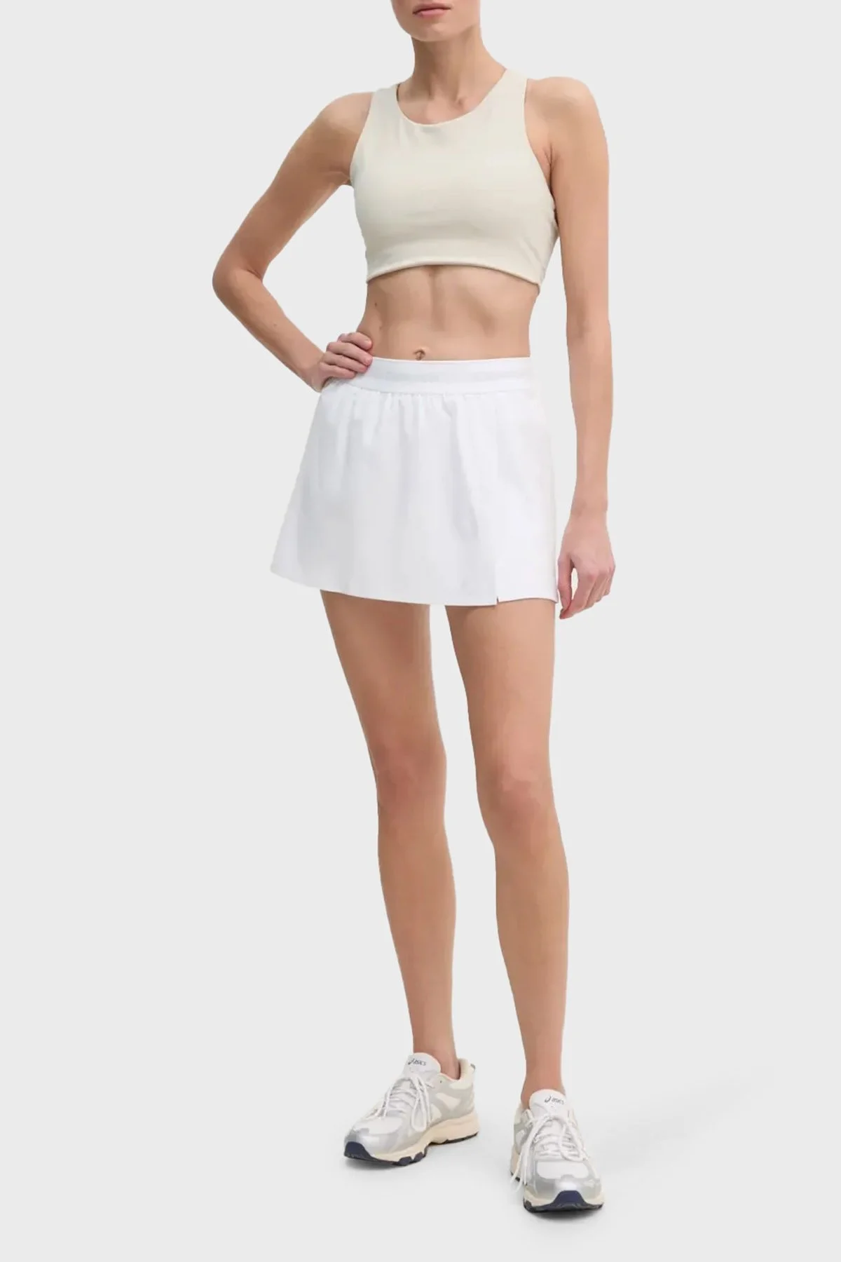 Calvin Klein Logolu Regular Fit Yüksek Bel Spor 00GWS4T901YAA Kadın Şort Etek 00GWS4T901 YAA BEYAZ - 2