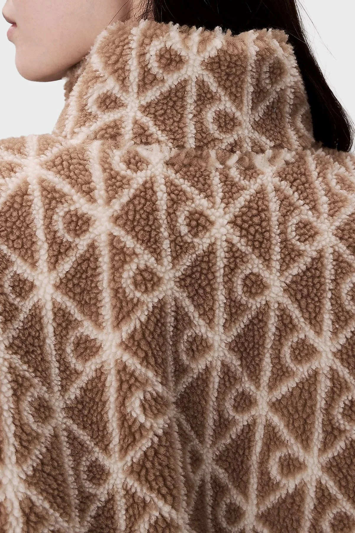 Calvin Klein Logolu Relaxed Fit Dik Yaka Peluş LV144E226GK2U Bayan Ceket LV144E226G K2U SÜTLÜ KAHVE - 5