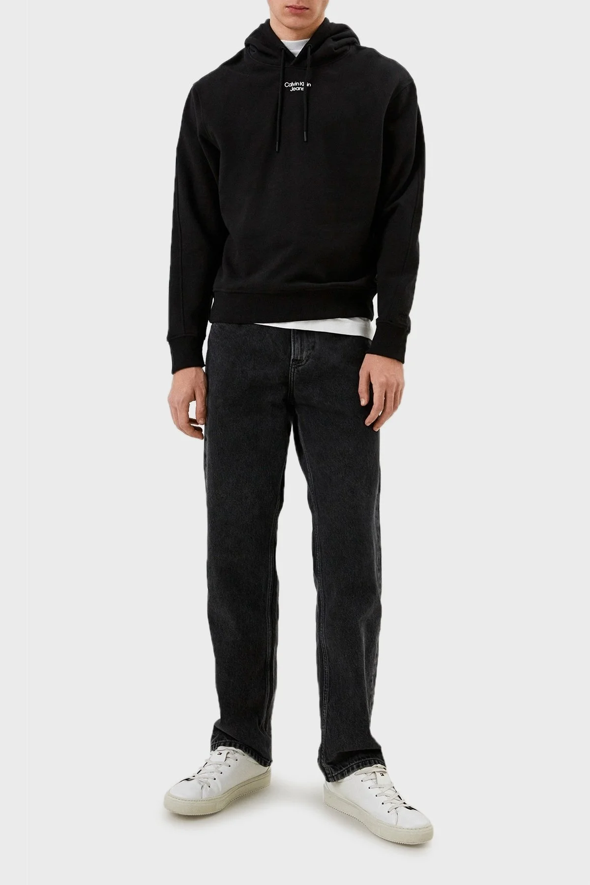 Calvin Klein Logolu Relaxed Fit Kapüşonlu % 100 Pamuk Erkek Sweat J30J320604 BEH SİYAH - 2