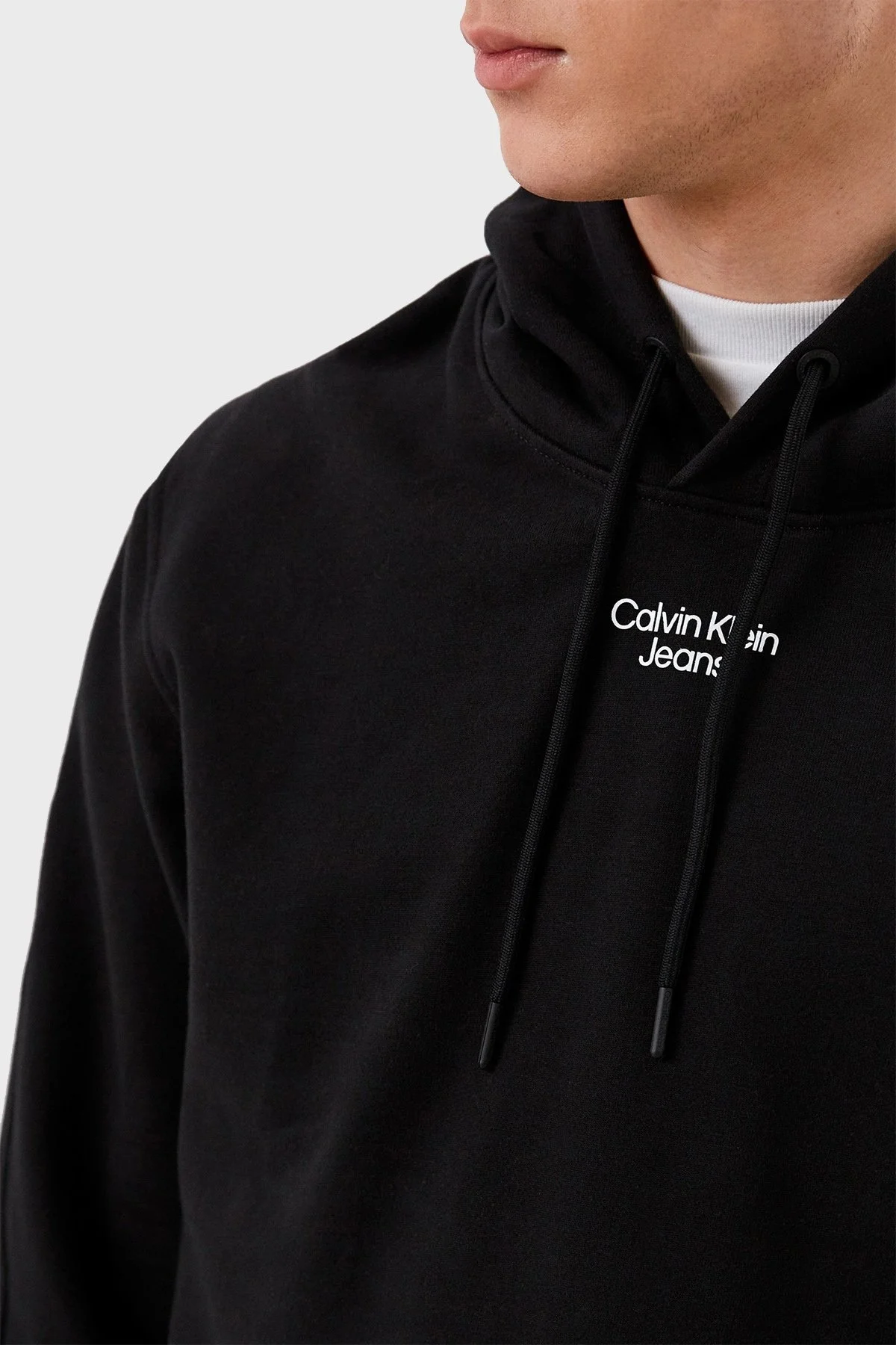 Calvin Klein Logolu Relaxed Fit Kapüşonlu % 100 Pamuk Erkek Sweat J30J320604 BEH SİYAH - 3