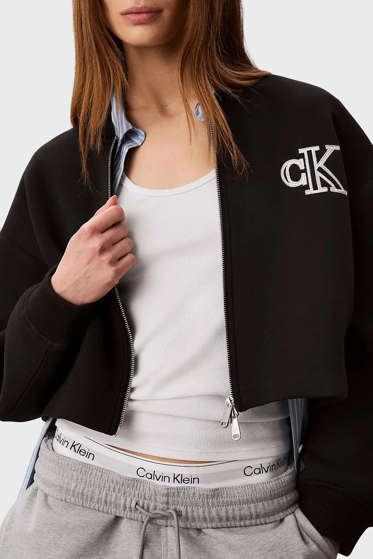 Calvin Klein Logolu Relaxed Fit Kolej Yaka LV047AB508UB1 Kadın Mont LV047AB508 UB1 SİYAH - 4