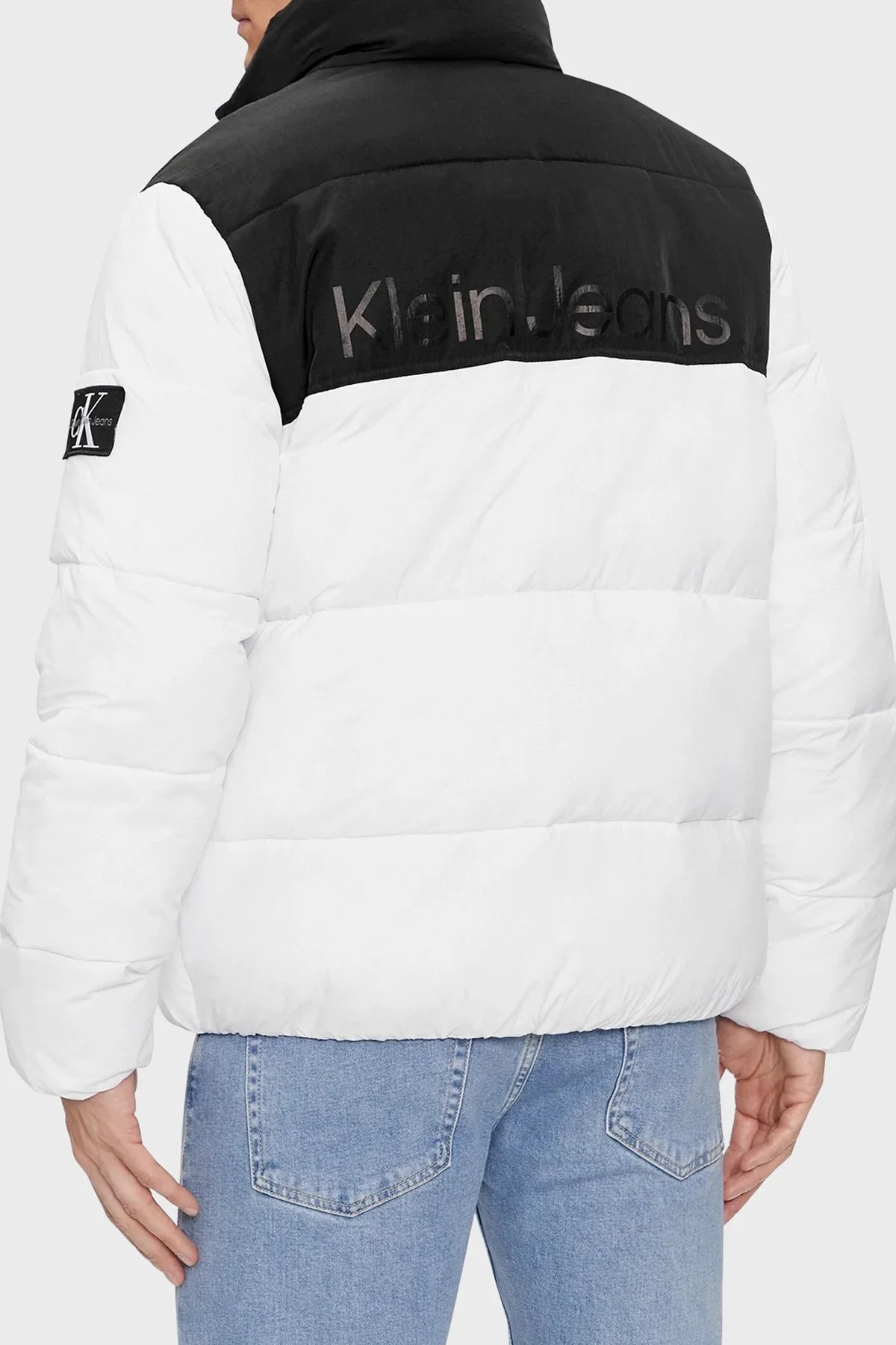 Calvin Klein Logolu Renk Bloklu Dik Yaka Su İtici J30J324667YAF Erkek Mont J30J324667 YAF BEYAZ - 3