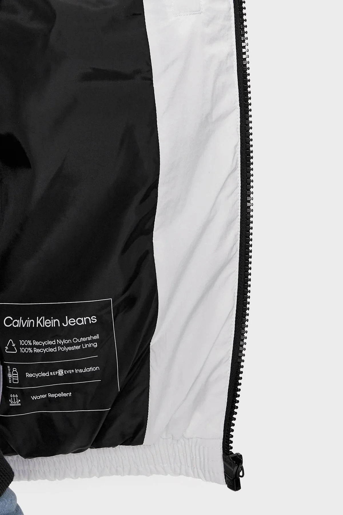 Calvin Klein Logolu Renk Bloklu Dik Yaka Su İtici J30J324667YAF Erkek Mont J30J324667 YAF BEYAZ - 6