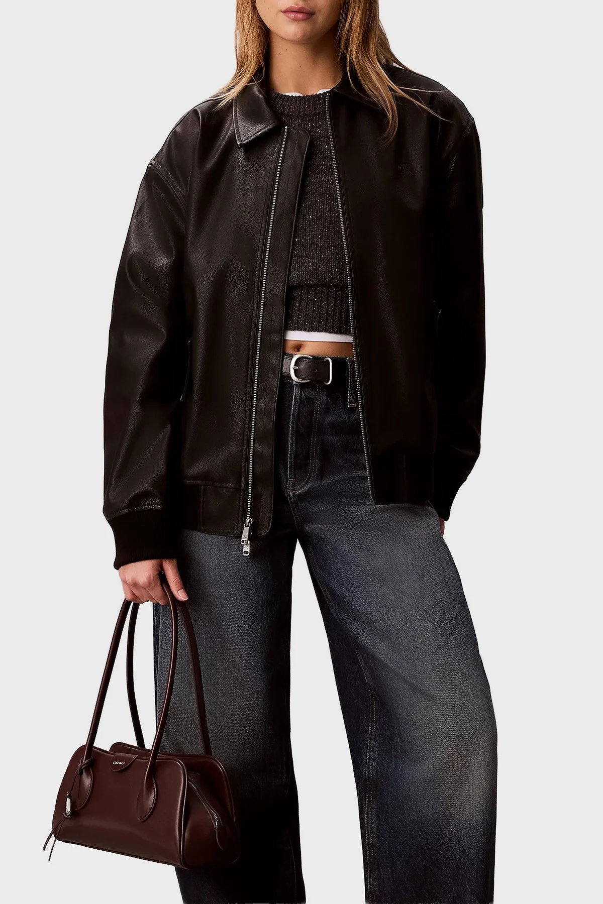 Calvin Klein Logolu Sabit Askılı LV04F3369GBAP Kadın Çanta LV04F3369G BAP Bordo - 2