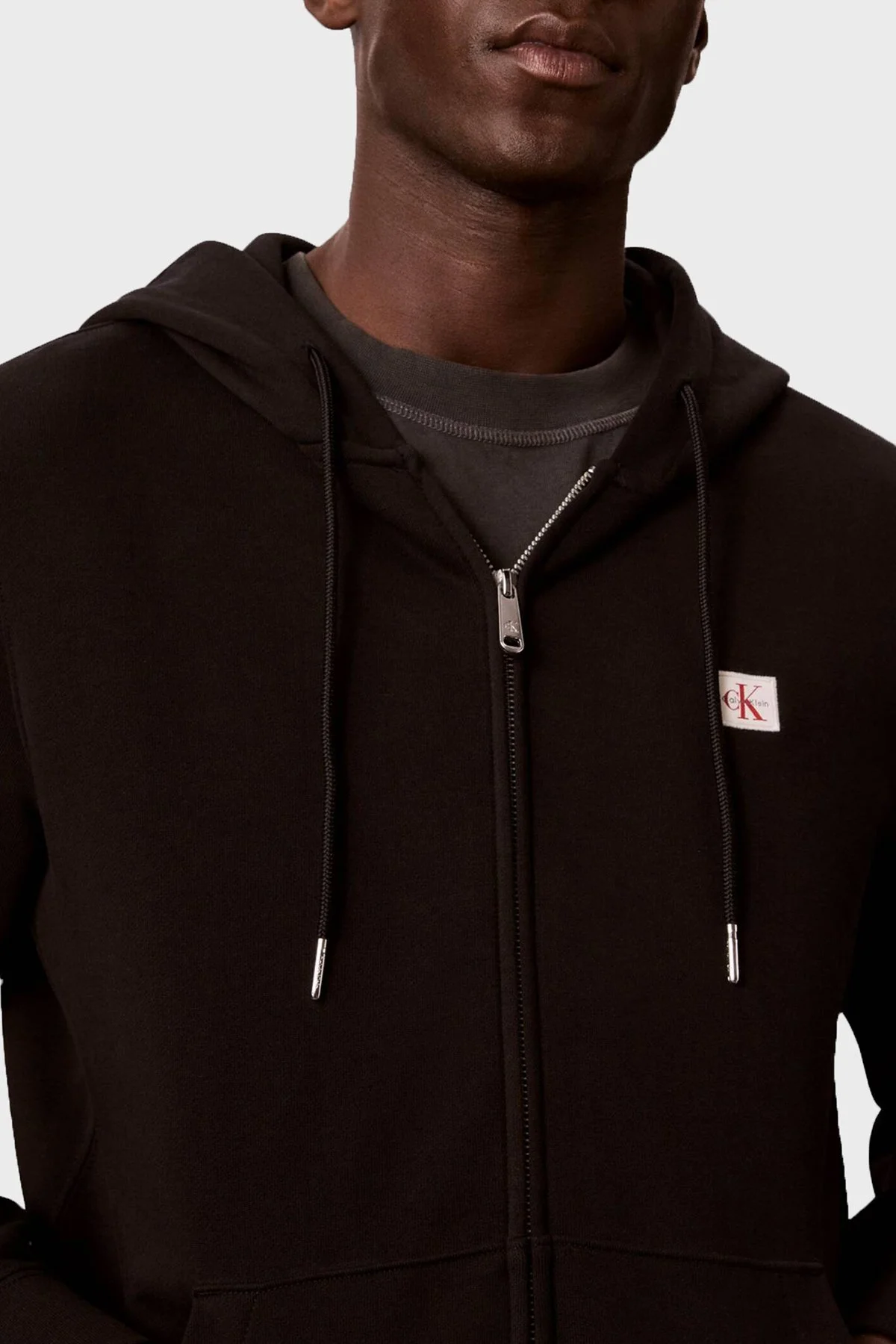 Calvin Klein Logolu Şardonlu Pamuk Karışımlı Kapüşonlu Fermuarlı LV04RH234GUB1 Erkek Sweat LV04RH234G UB1 Siyah - 4