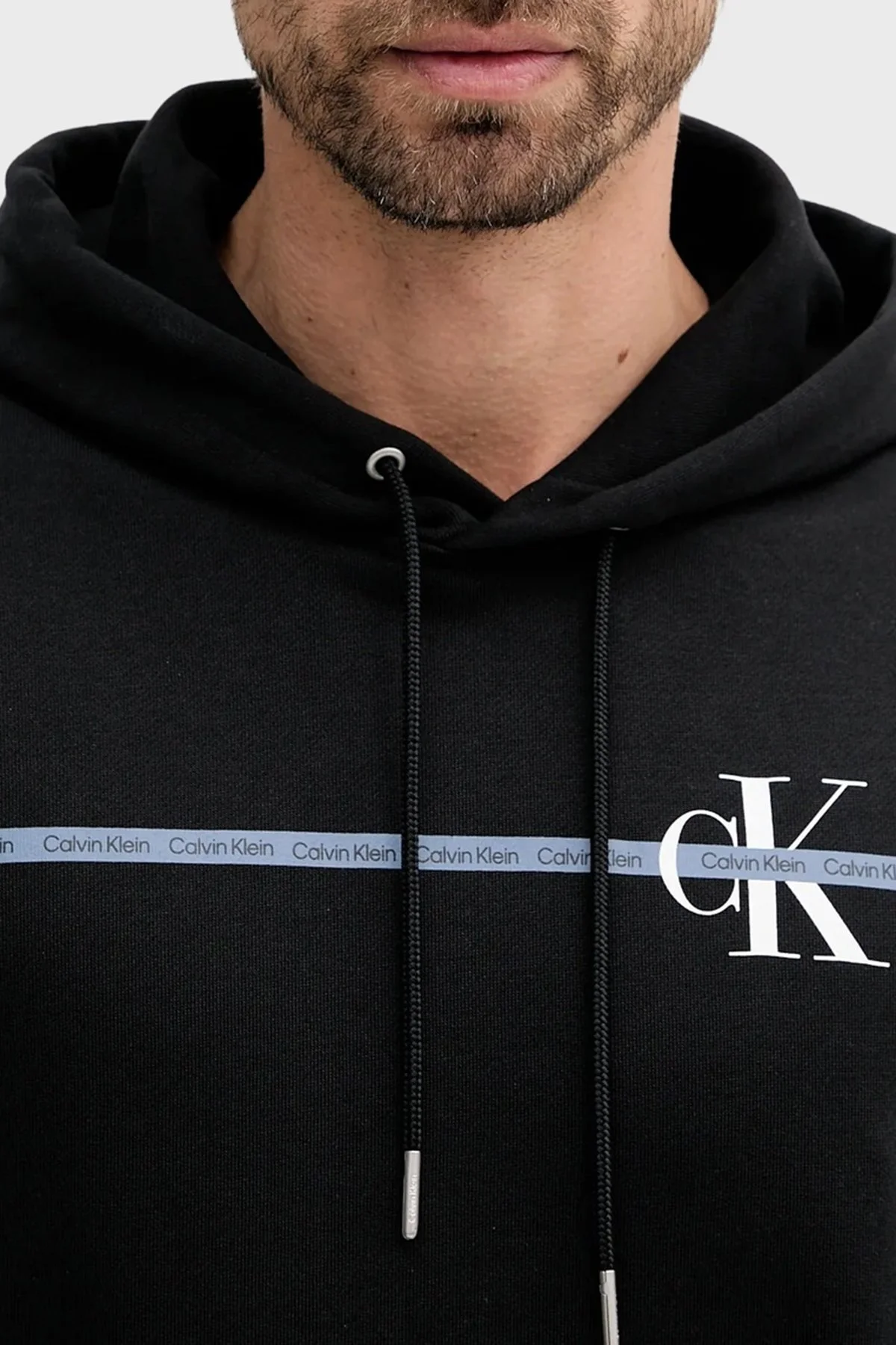 Calvin Klein Logolu Şerit Detaylı Regular Fit Kapüşonlu LV04RC289GUB1 Erkek Sweat LV04RC289G UB1 SİYAH - 3