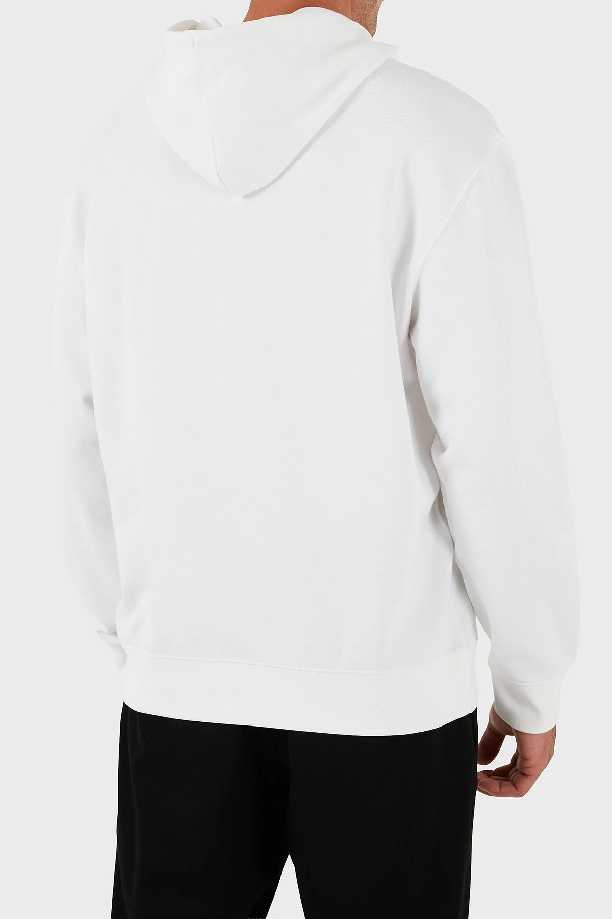 Calvin Klein Logolu Şerit Detaylı Regular Fit Kapüşonlu LV04RC289GYAF Erkek Sweat LV04RC289G YAF BEYAZ - 3