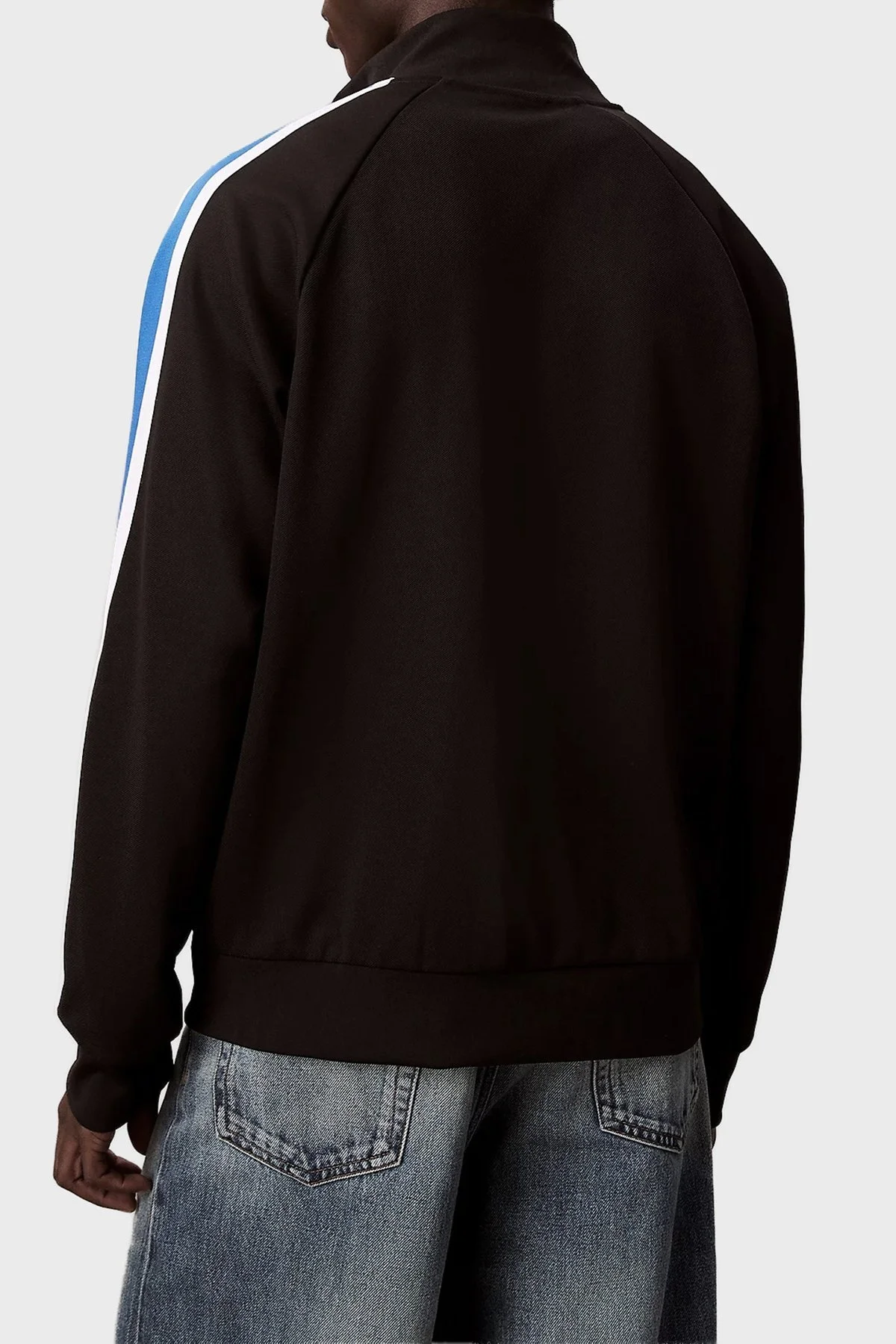 Calvin Klein Logolu Şerit Detaylı Relaxed Fit Dik Yaka LV04RC231GUB1 Erkek Sweat LV04RC231G UB1 SİYAH - 3