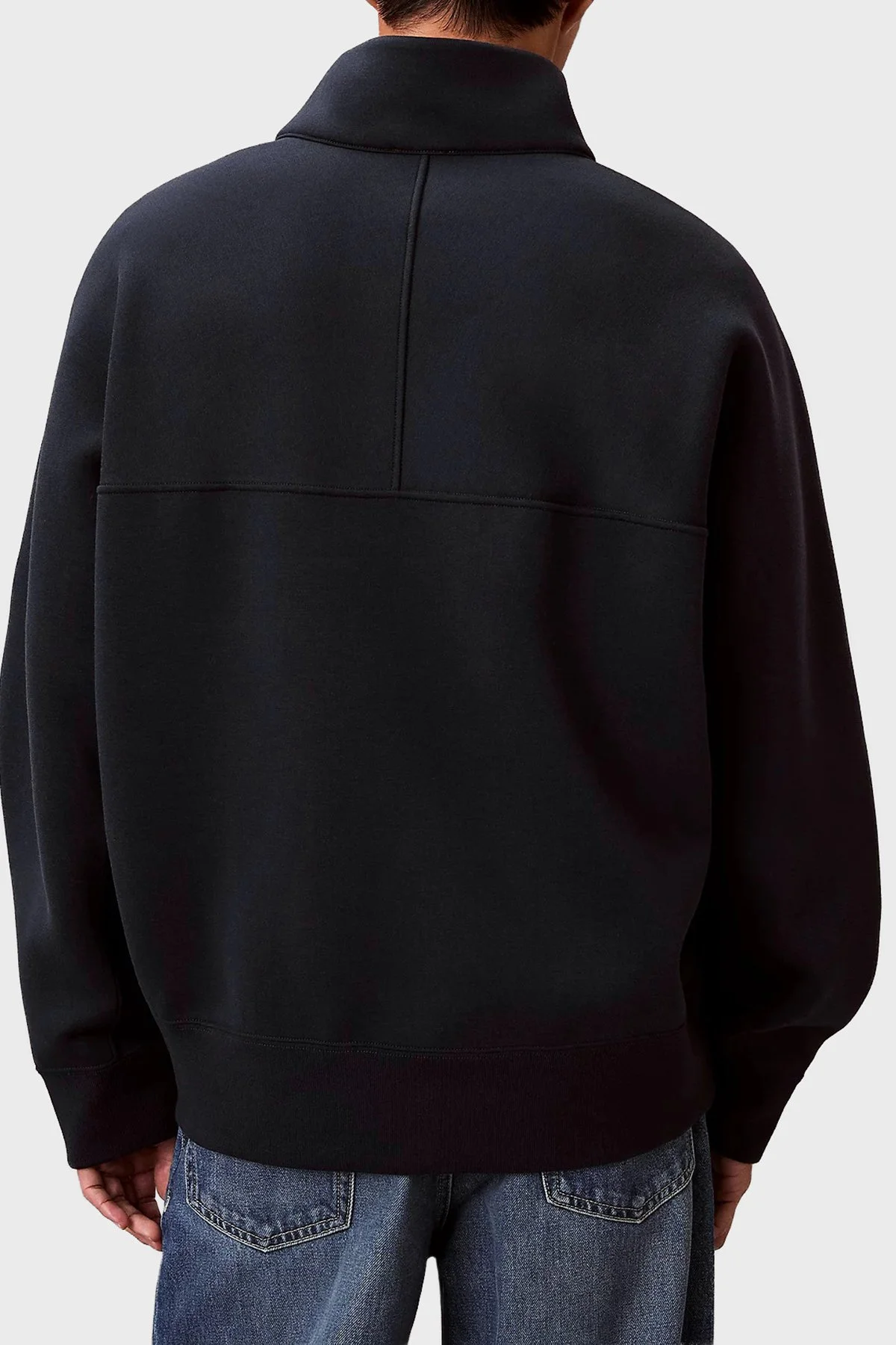 Calvin Klein Logolu Şerit Detaylı Relaxed Fit Dik Yaka LV04RE221GCEF Erkek Sweat LV04RE221G CEF LACİVERT - 3