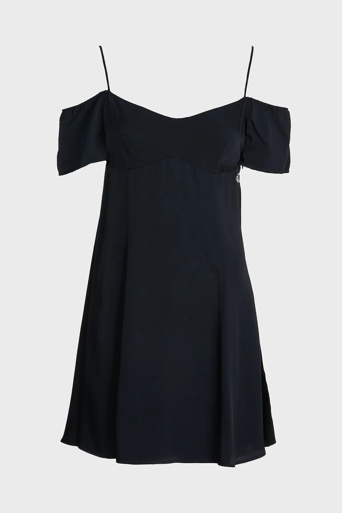 Calvin Klein Logolu Sırt Dekolteli İp Askılı Mini Bayan Elbise J20J221073 BEH SİYAH - 5