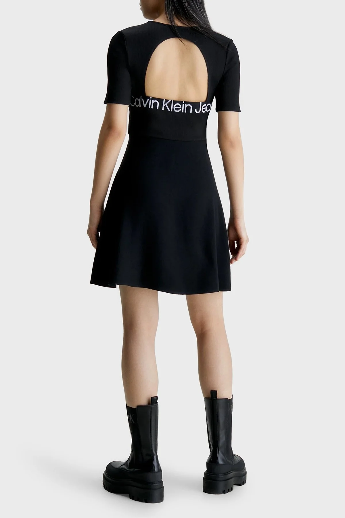 Calvin Klein Logolu Sırt Dekolteli Slim Fit Mini J20J221908BEH Bayan Elbise J20J221908 BEH SİYAH - 2