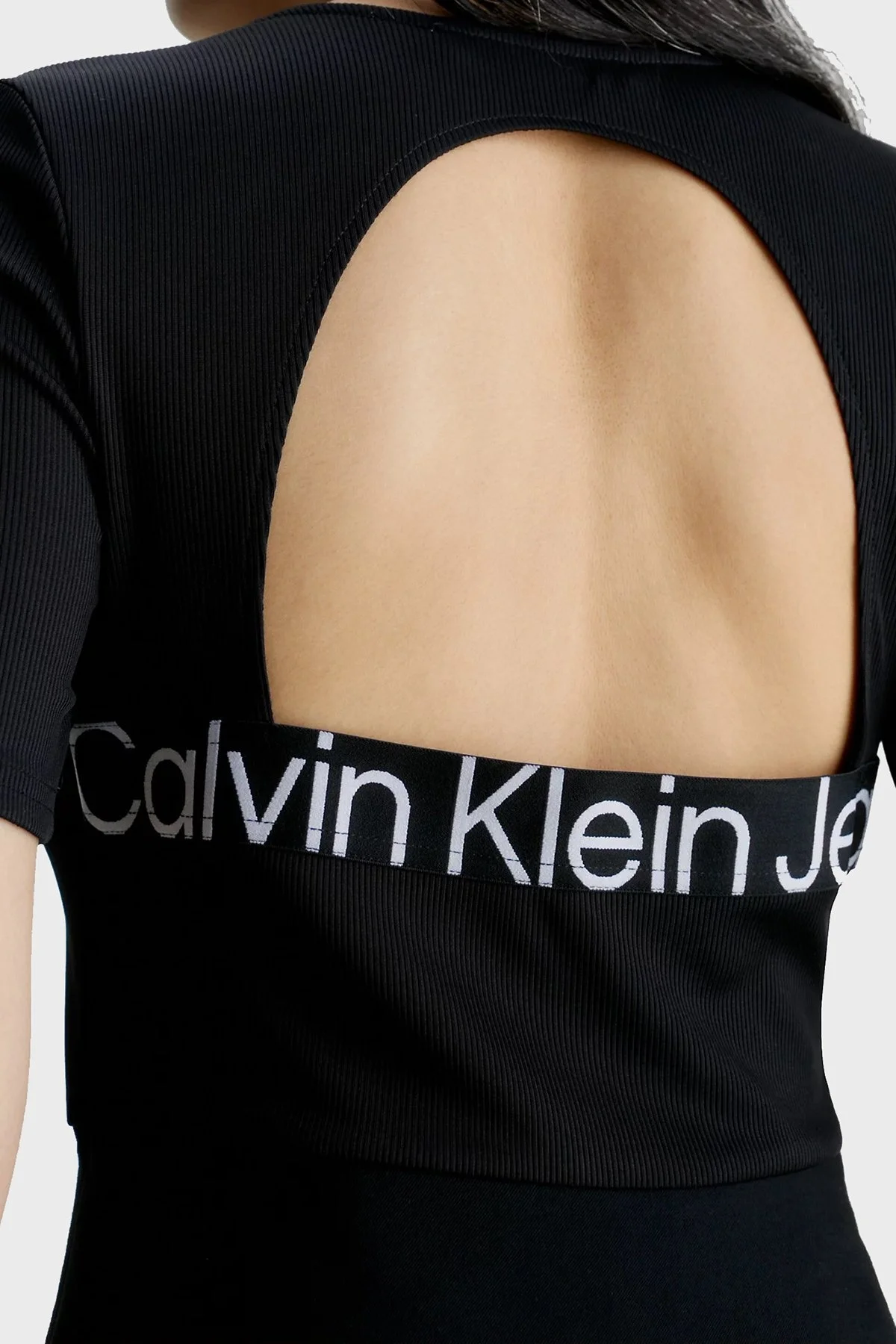 Calvin Klein Logolu Sırt Dekolteli Slim Fit Mini J20J221908BEH Bayan Elbise J20J221908 BEH SİYAH - 4