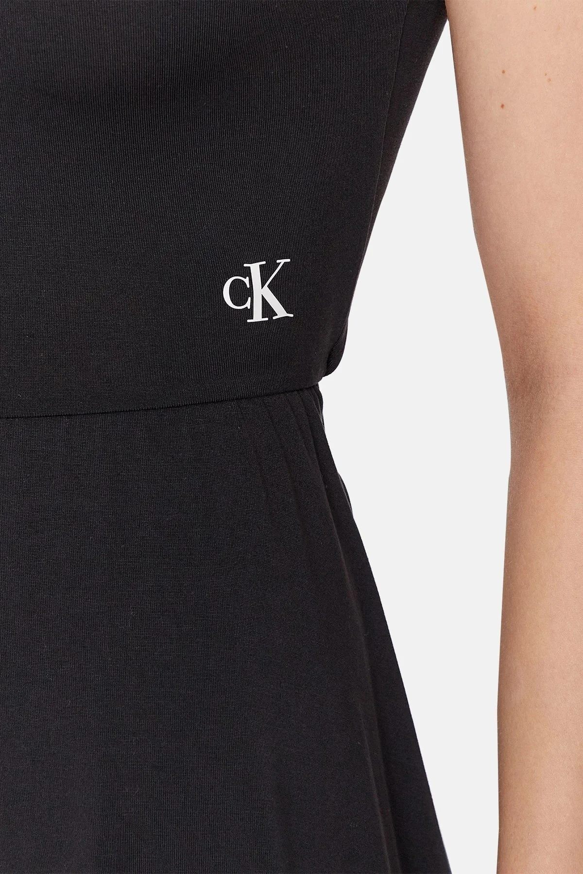 Calvin Klein Logolu Slim Fit Kısa Kollu Mini Yazlık Günlük J20J221432BEH Bayan Tulum J20J221432 BEH SİYAH - 4