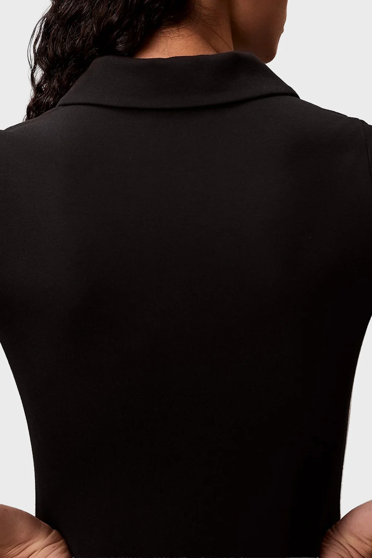 Calvin Klein Logolu Slim Fit Yarım Fermuarlı Mini Polo Yaka LV047E213GUB1 Bayan Elbise LV047E213G UB1 SİYAH - 5