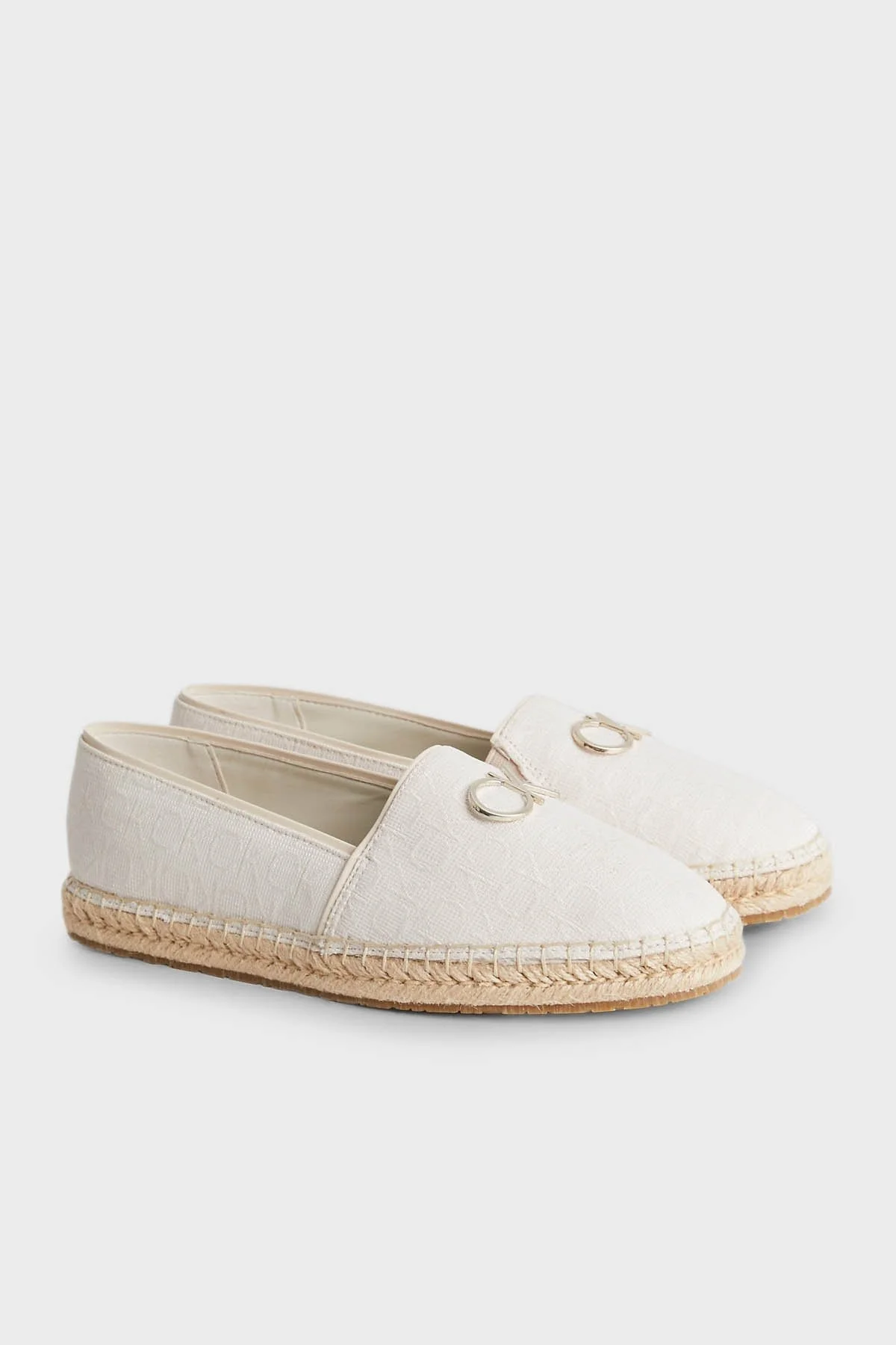 Calvin Klein Logolu Slip-On Espadril Bayan Ayakkabı HW0HW01458 02R KREM - 3