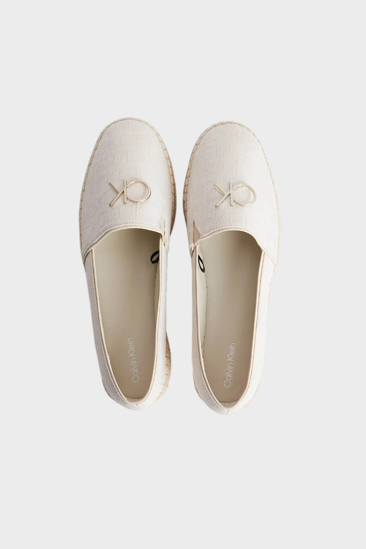 Calvin Klein Logolu Slip-On Espadril Bayan Ayakkabı HW0HW01458 02R KREM - 4