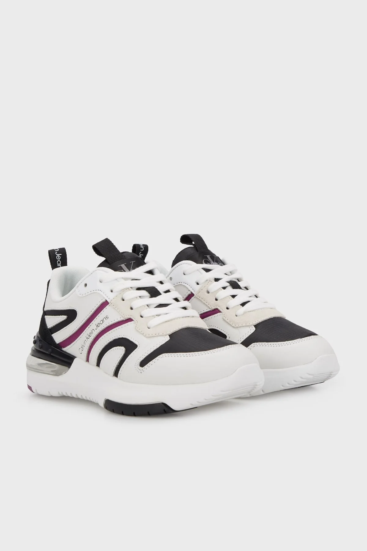 Calvin Klein Logolu Sneaker Bayan Ayakkabı YW0YW00886 01W BEYAZ-SİYAH - 3