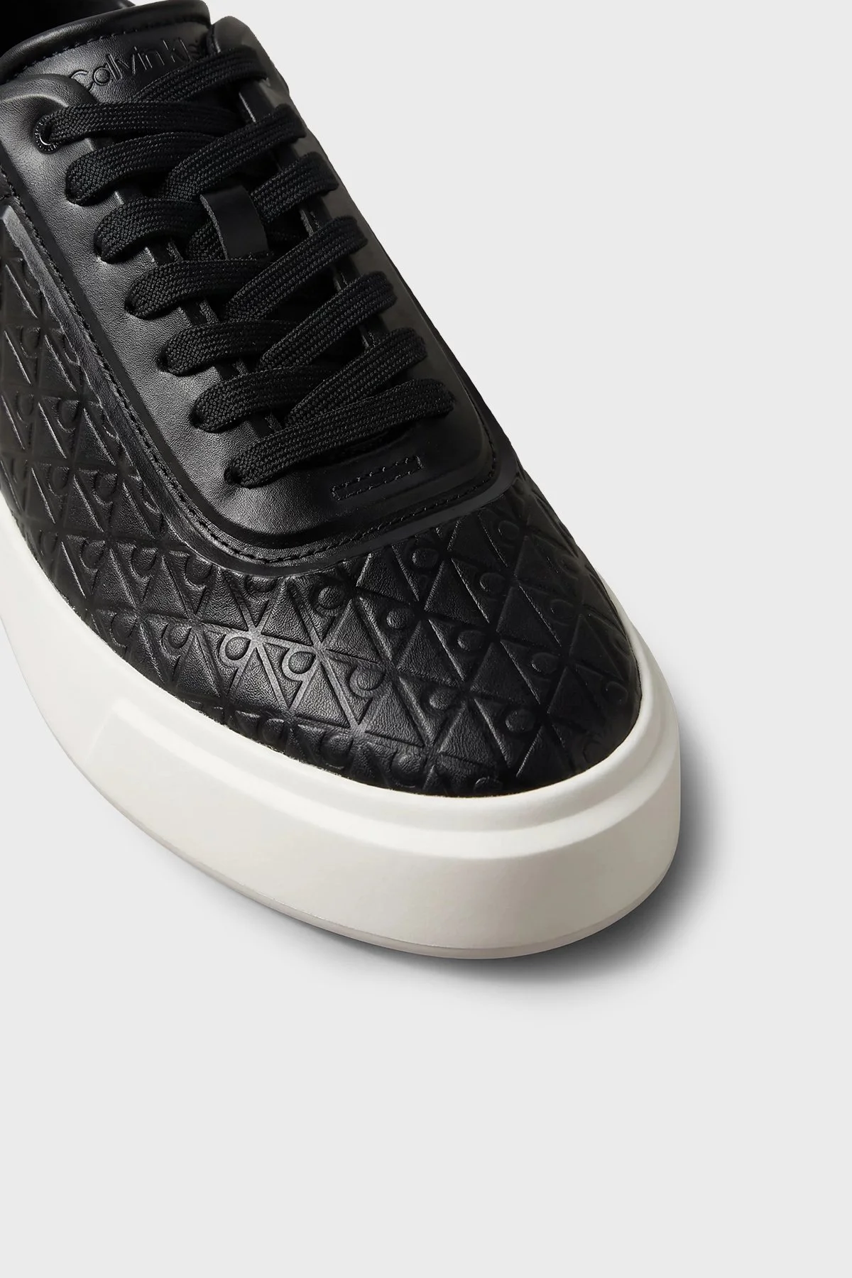 Calvin Klein Logolu Sneaker Erkek Ayakkabı HM0HM02132 00W SİYAH-EKRU - 7