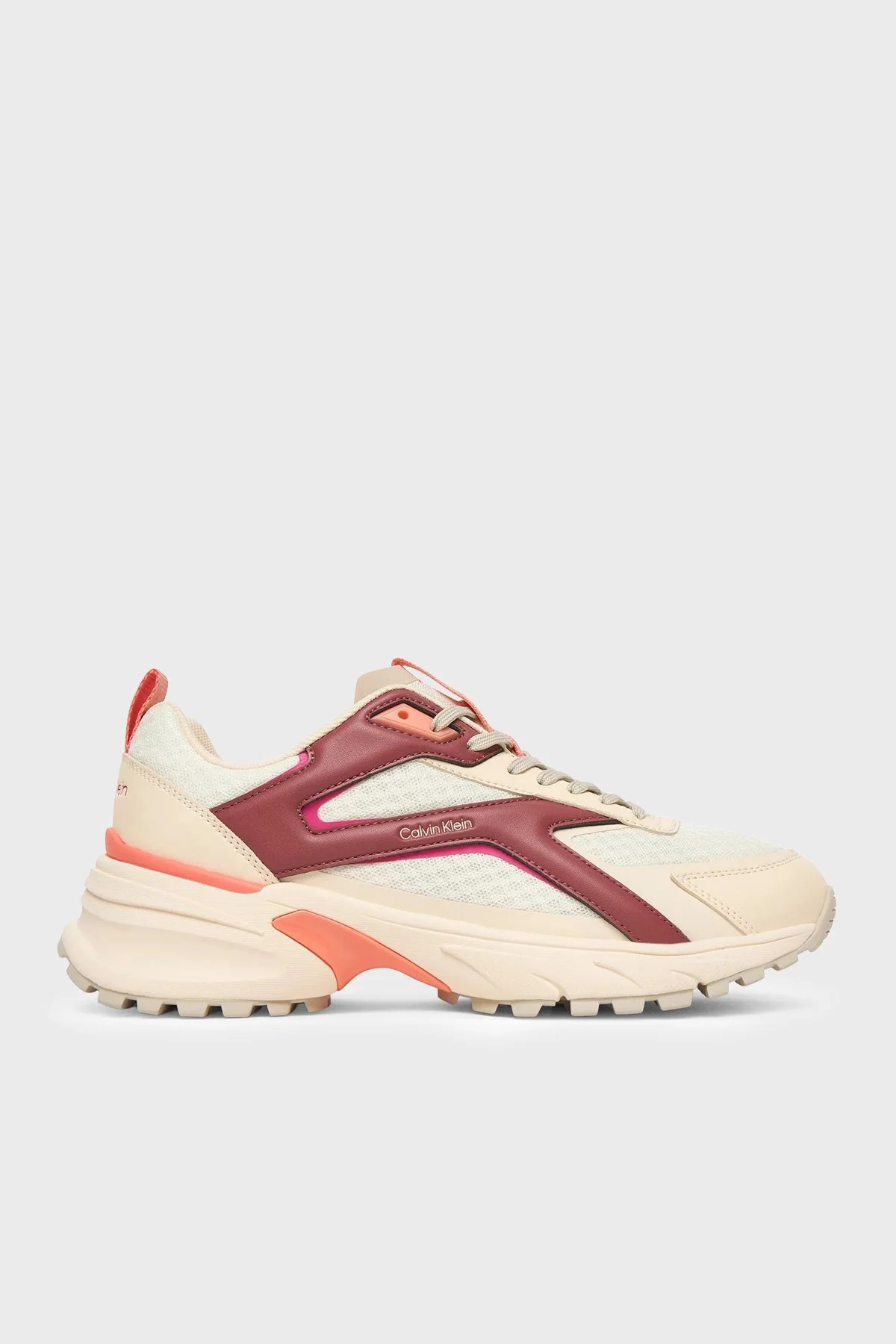 Calvin Klein Logolu Sneaker HW0HW030020F6 Bayan Ayakkabı HW0HW03002 0F6 BEYAZ BEJ - 1