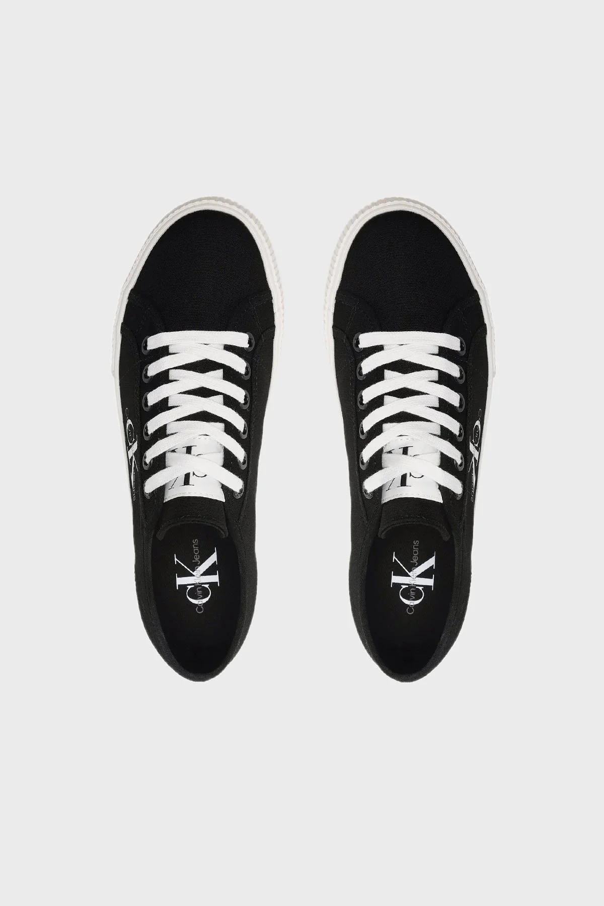 Calvin Klein Logolu Sneaker YW0YW004820GJ Bayan Ayakkabı YW0YW00482 0GJ SİYAH-BEYAZ - 4