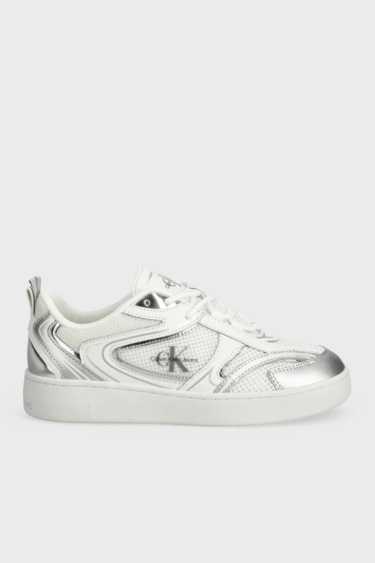 Calvin Klein Logolu Sneaker YW0YW0138601V Bayan Ayakkabı YW0YW01386 01V BEYAZ-GÜMÜŞ - 1