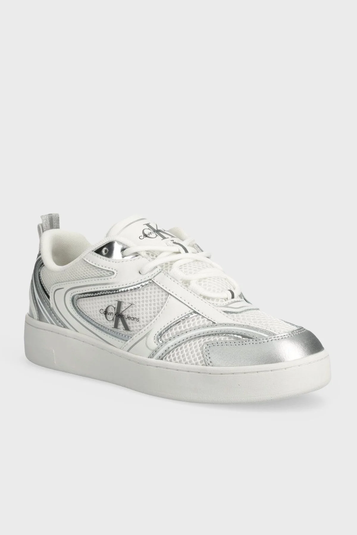 Calvin Klein Logolu Sneaker YW0YW0138601V Bayan Ayakkabı YW0YW01386 01V BEYAZ-GÜMÜŞ - 3