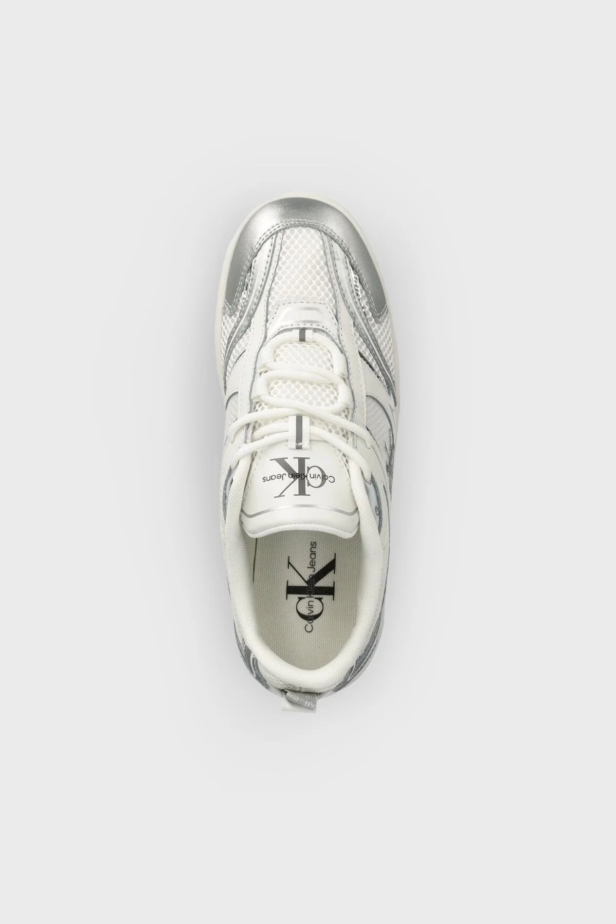 Calvin Klein Logolu Sneaker YW0YW0138601V Bayan Ayakkabı YW0YW01386 01V BEYAZ-GÜMÜŞ - 9