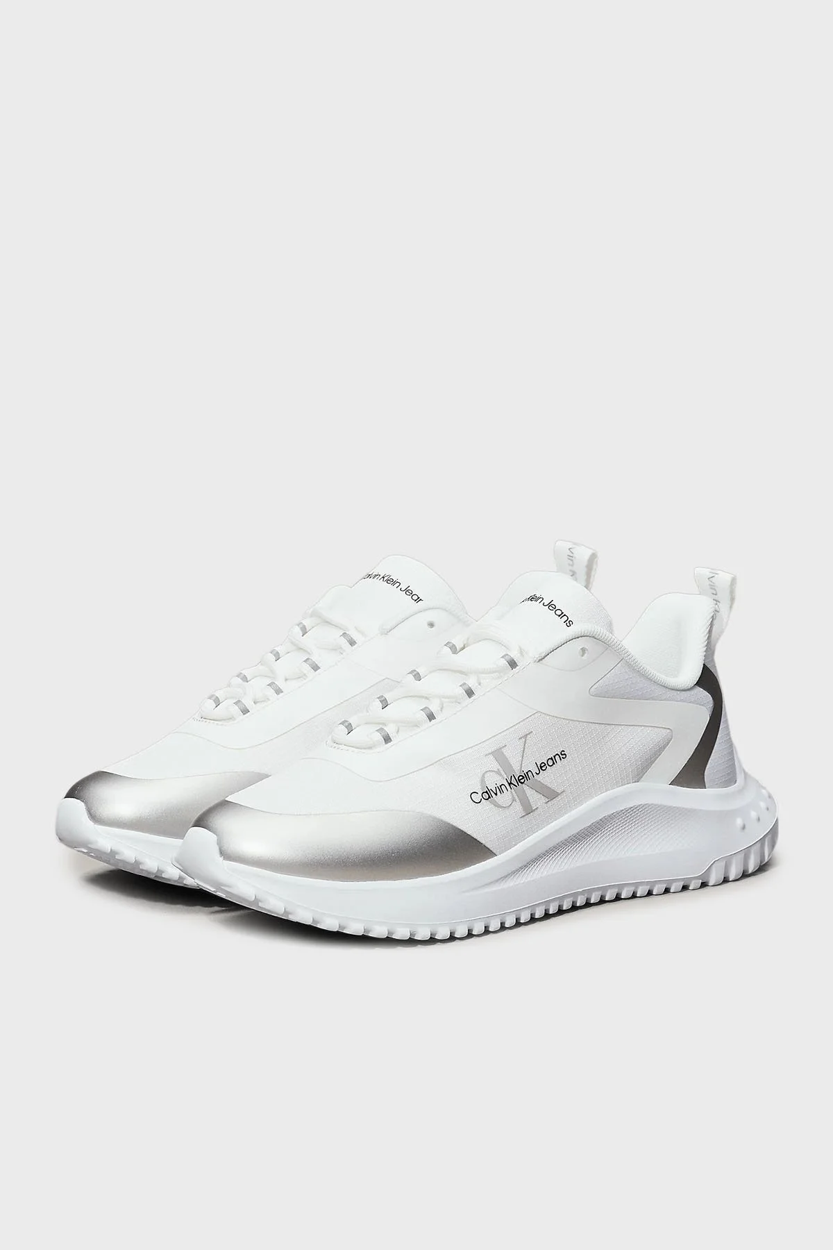 Calvin Klein Logolu Sneaker YW0YW0144201V Bayan Ayakkabı YW0YW01442 01V BEYAZ-GÜMÜŞ - 9