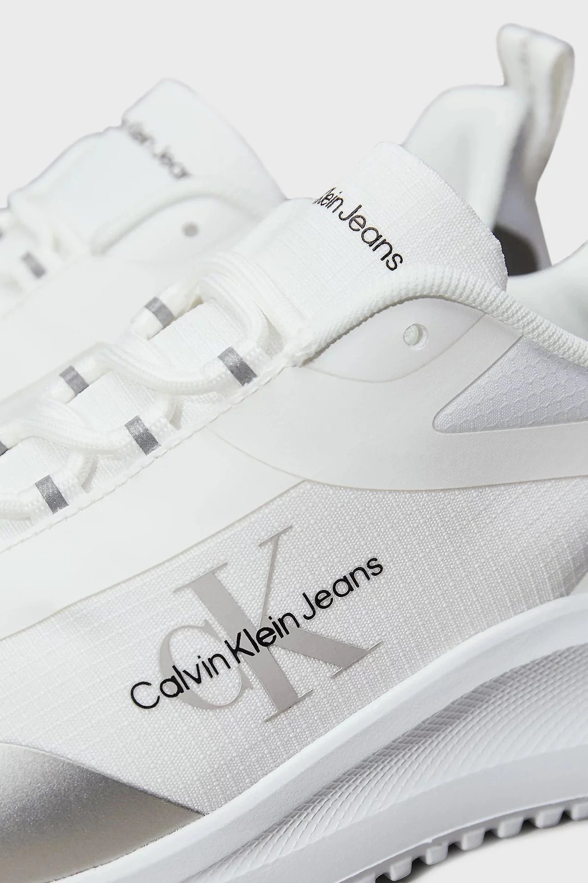 Calvin Klein Logolu Sneaker YW0YW0144201V Bayan Ayakkabı YW0YW01442 01V BEYAZ-GÜMÜŞ - 12