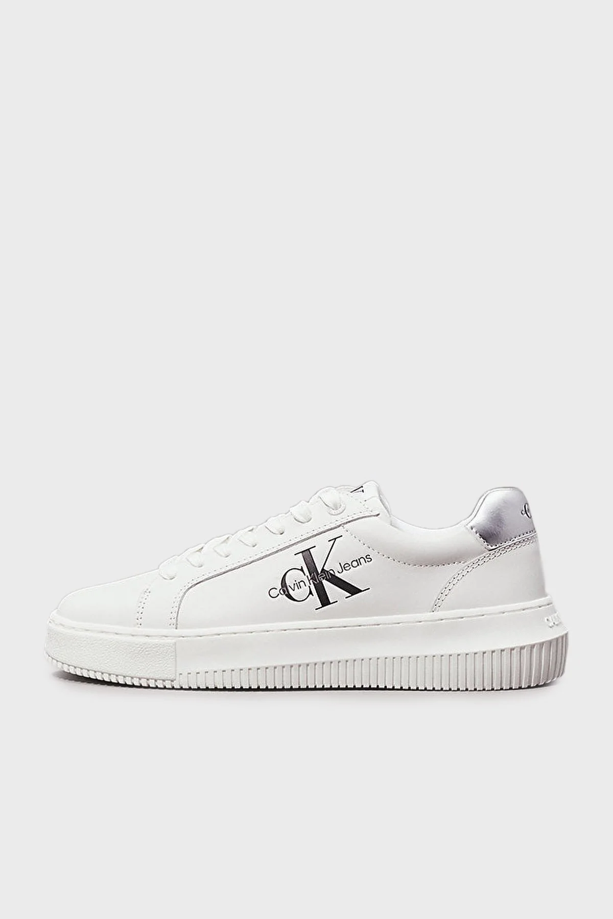 Calvin Klein Logolu Sneaker YW0YW014760K9 Bayan Ayakkabı YW0YW01476 0K9 BEYAZ-GÜMÜŞ - 2