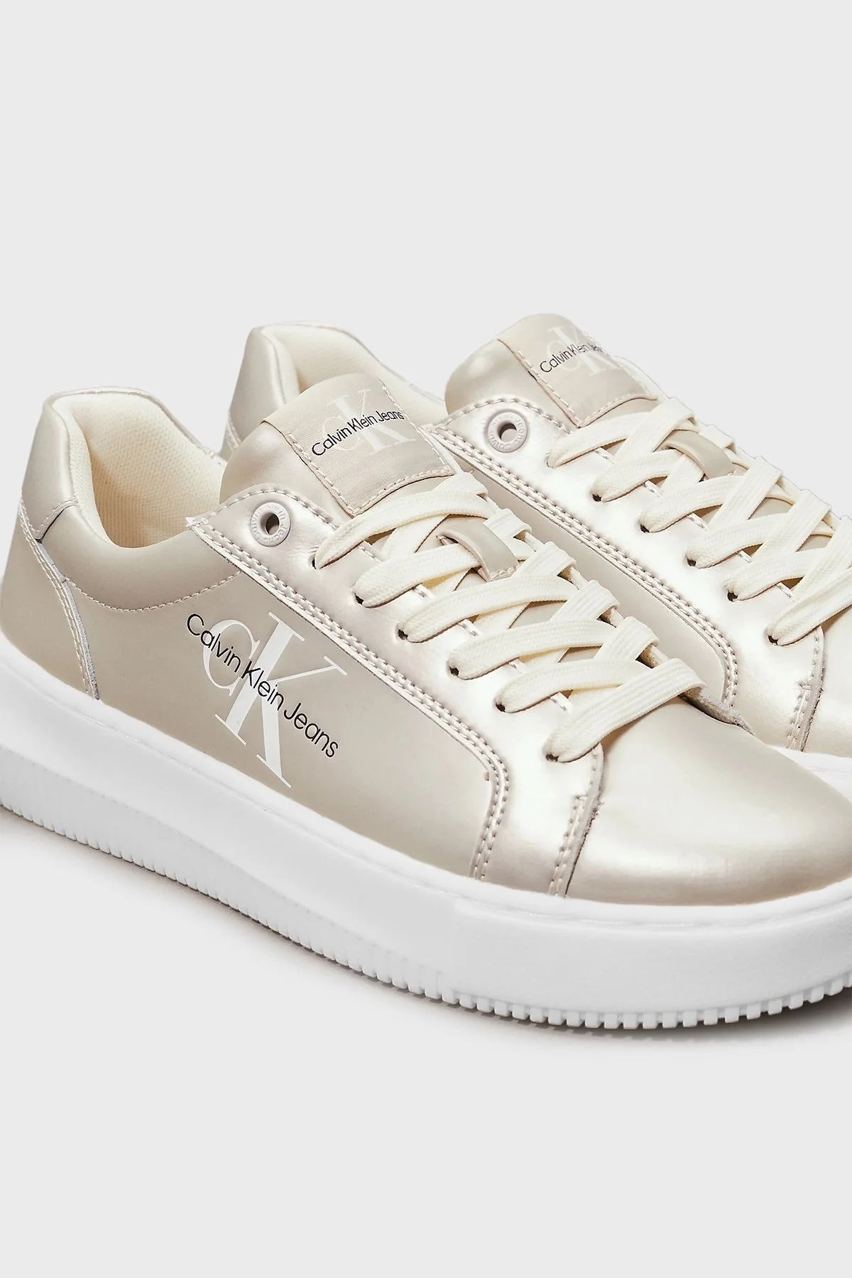 Calvin Klein Logolu Sneaker YW0YW01517YBI Bayan Ayakkabı YW0YW01517 YBI KREM - 7