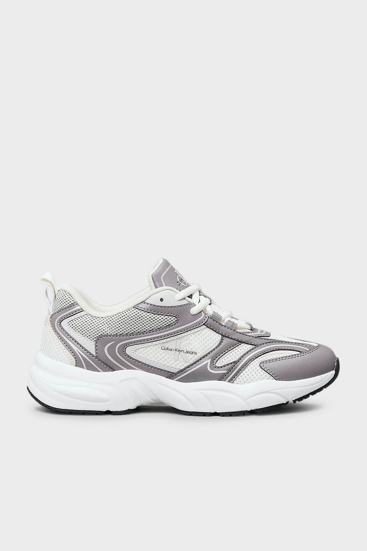 Calvin Klein Logolu Sneaker YW0YW018070IM Bayan Ayakkabı YW0YW01807 0IM Gri-Krem - 8