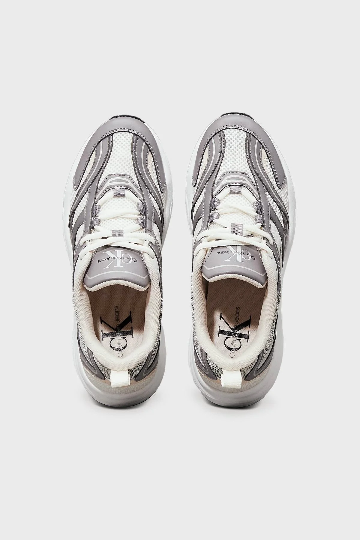 Calvin Klein Logolu Sneaker YW0YW018070IM Bayan Ayakkabı YW0YW01807 0IM Gri-Krem - 11