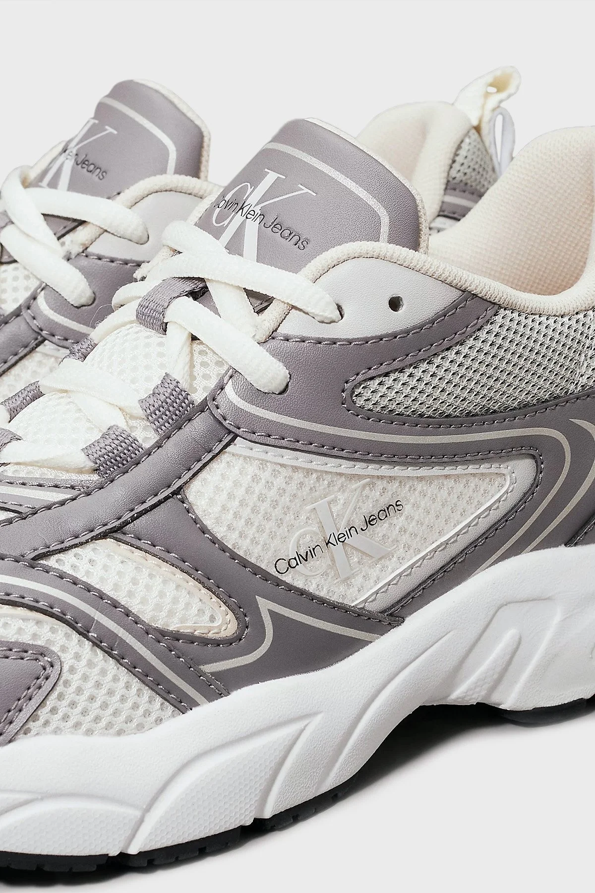 Calvin Klein Logolu Sneaker YW0YW018070IM Bayan Ayakkabı YW0YW01807 0IM Gri-Krem - 13