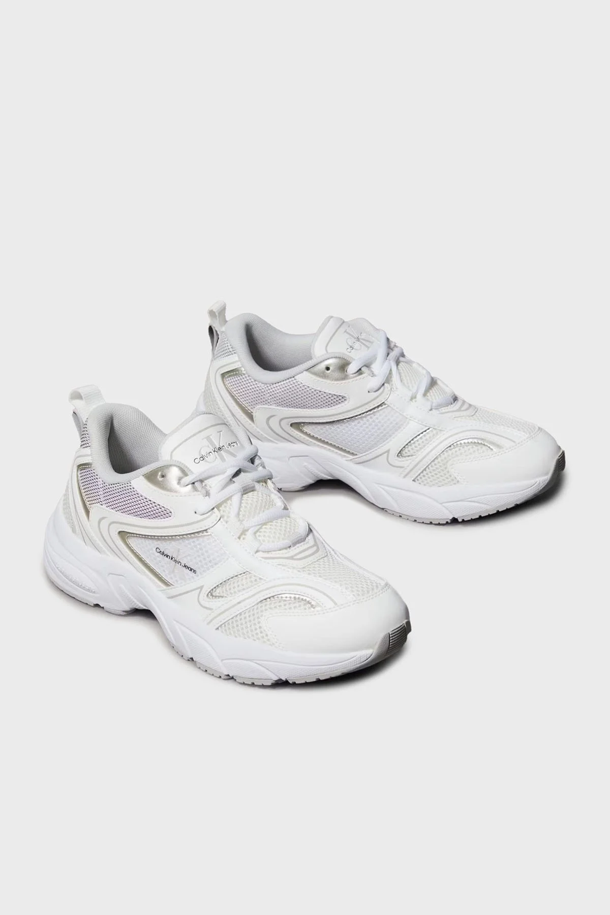Calvin Klein Logolu Sneaker YW0YW018070LI Bayan Ayakkabı YW0YW01807 0LI BEYAZ-GÜMÜŞ - 6