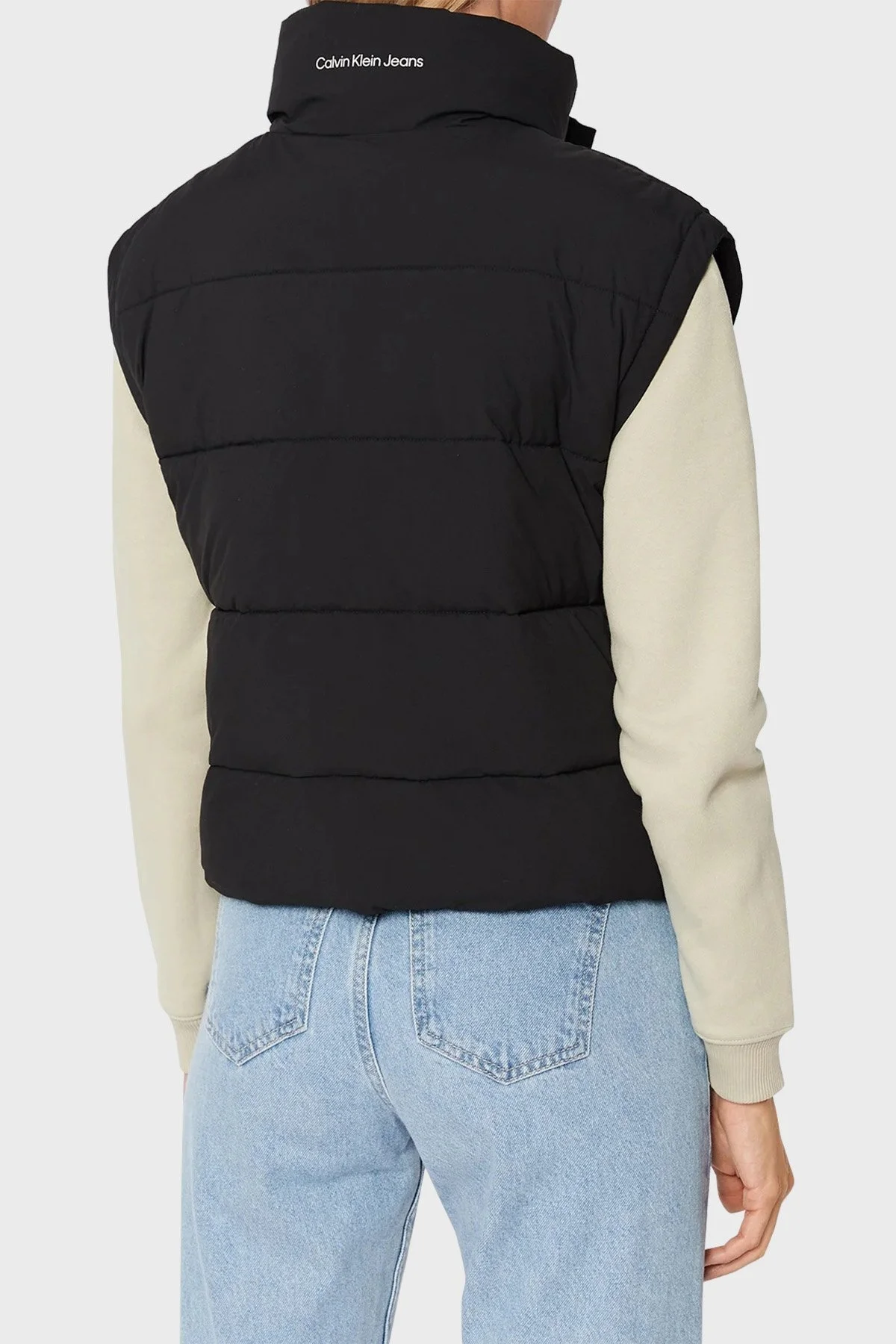 Calvin Klein Logolu Su Geçirmez Dik Yaka Cepli Bayan Yelek J20J219011 BEH SİYAH - 3