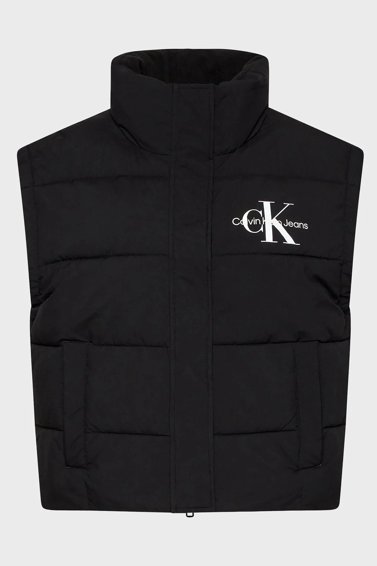 Calvin Klein Logolu Su Geçirmez Dik Yaka Cepli Bayan Yelek J20J219011 BEH SİYAH - 7