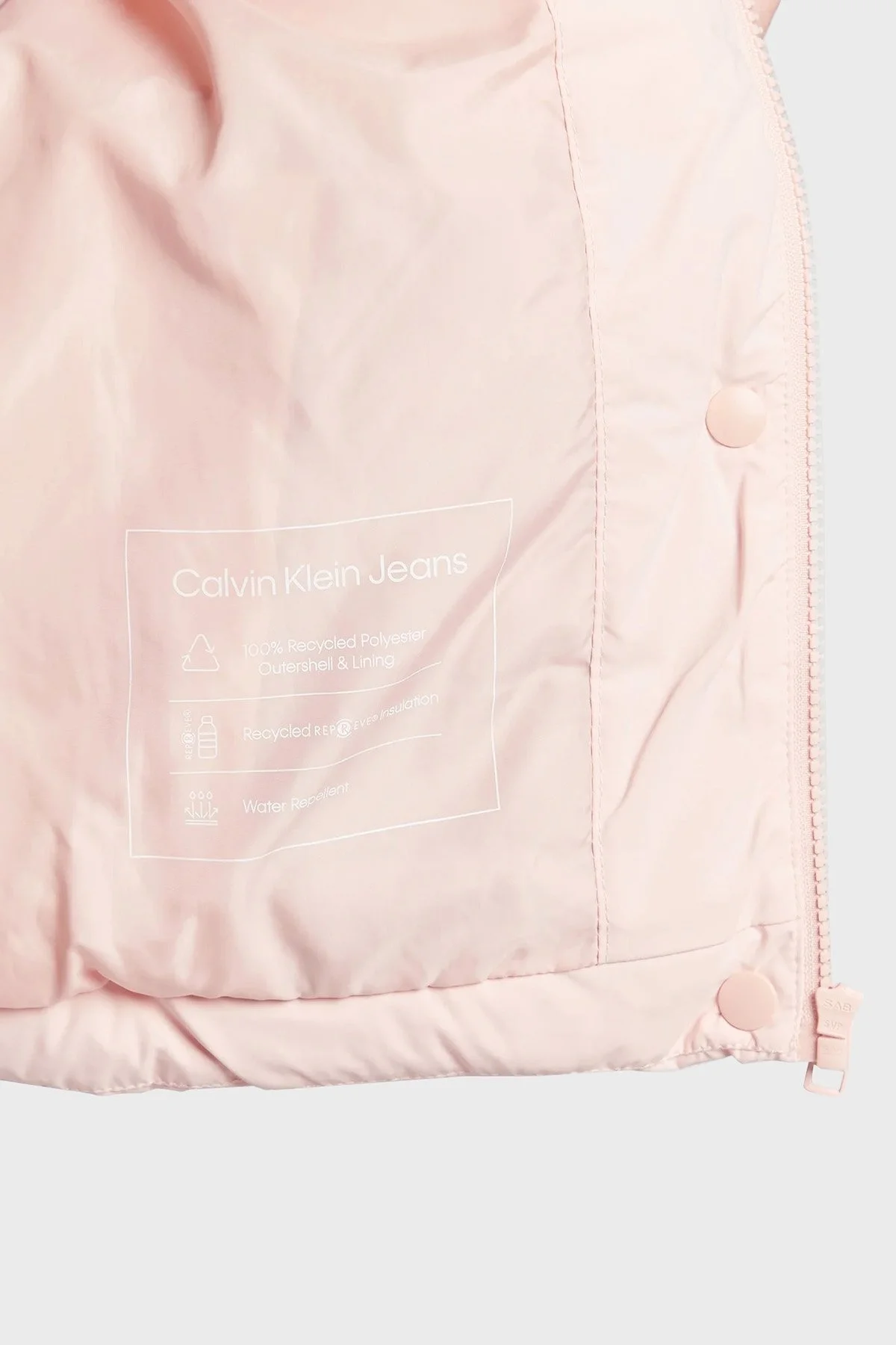 Calvin Klein Logolu Su Geçirmez Dik Yaka Cepli Bayan Yelek J20J219011 TKY PEMBE - 5