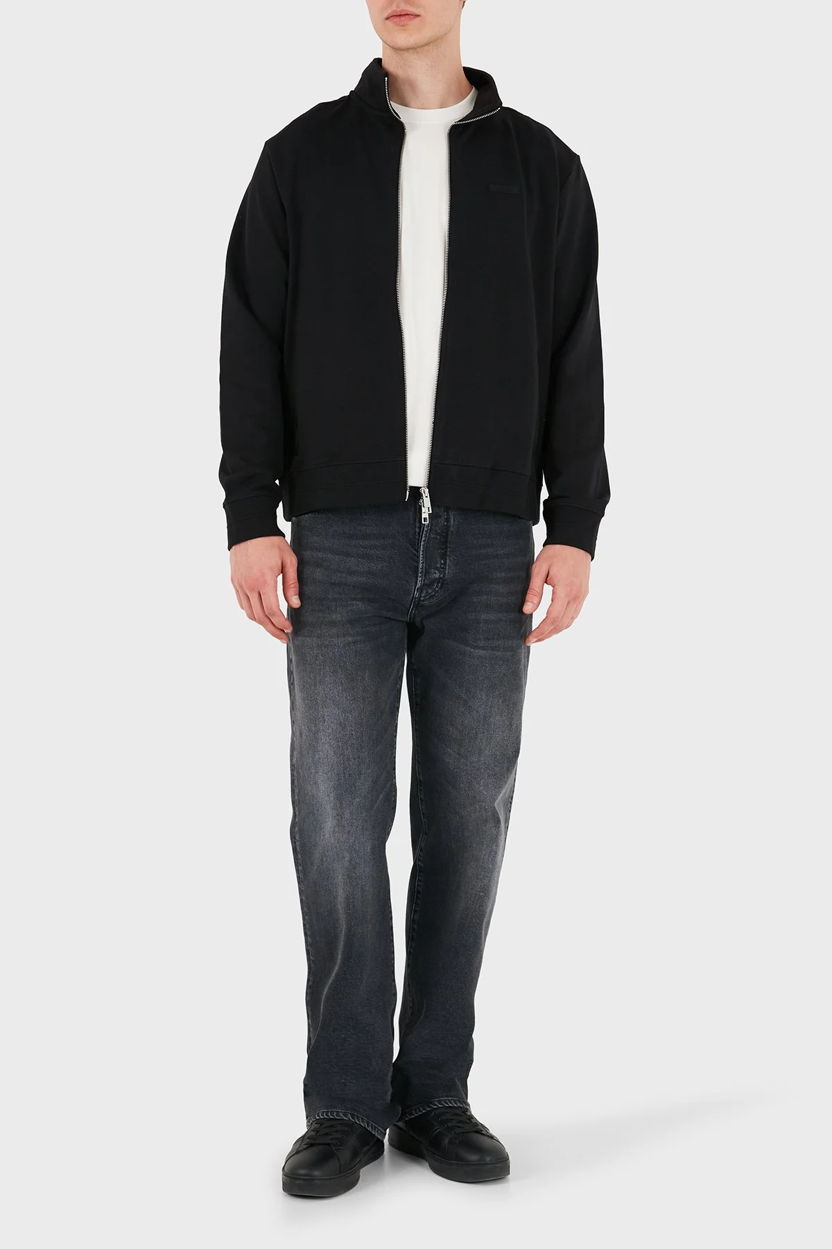 Calvin Klein Logolu Su İtici Relaxed Fit Dik Yaka Fermuarlı Erkek Sweat LV04LH220G UB1 Siyah - 2