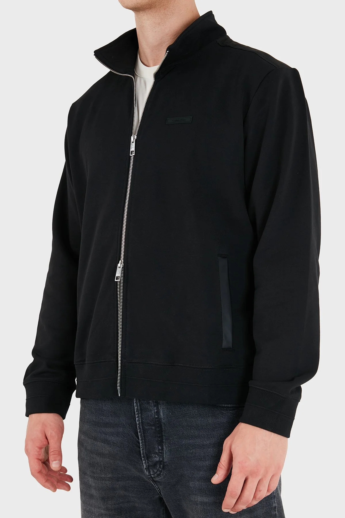 Calvin Klein Logolu Su İtici Relaxed Fit Dik Yaka Fermuarlı Erkek Sweat LV04LH220G UB1 Siyah - 5